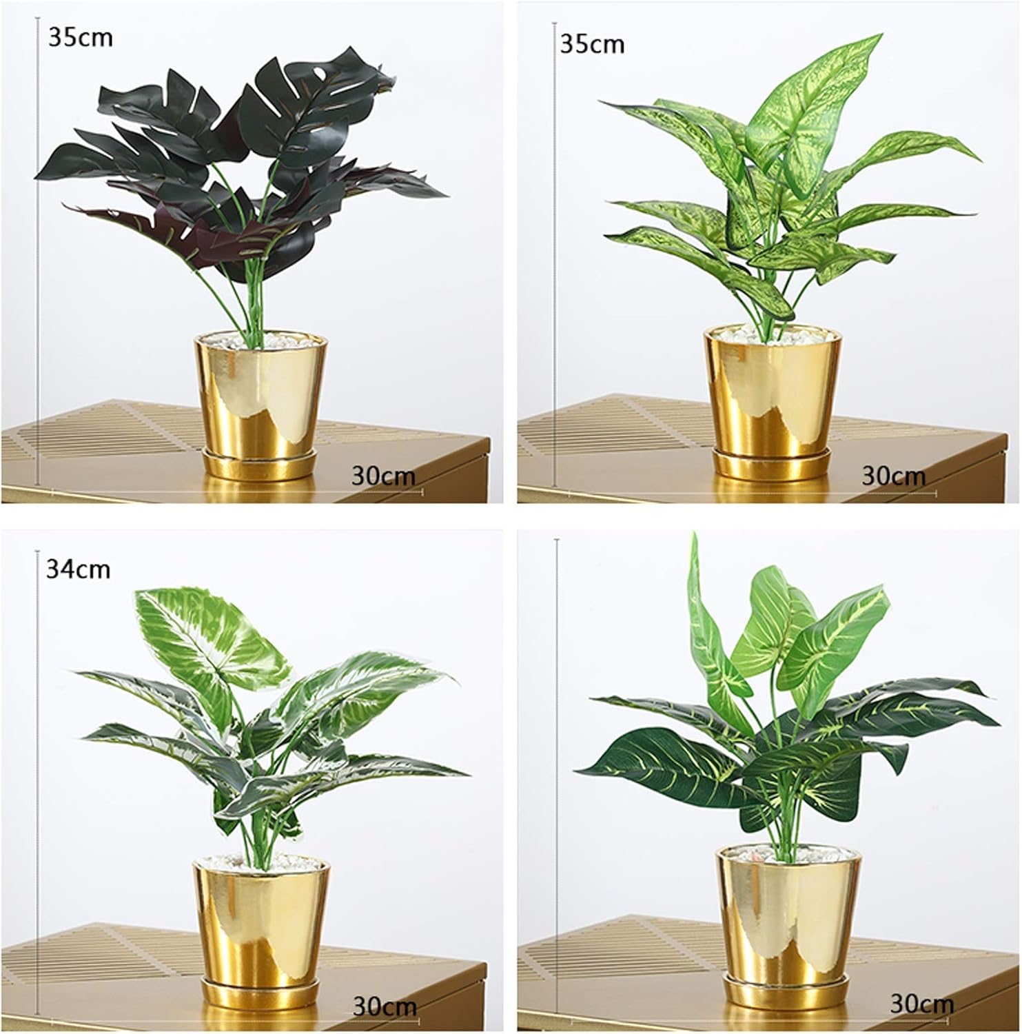 Artificial Monstera Plant in Golden Ceramic Pot 138 Inch