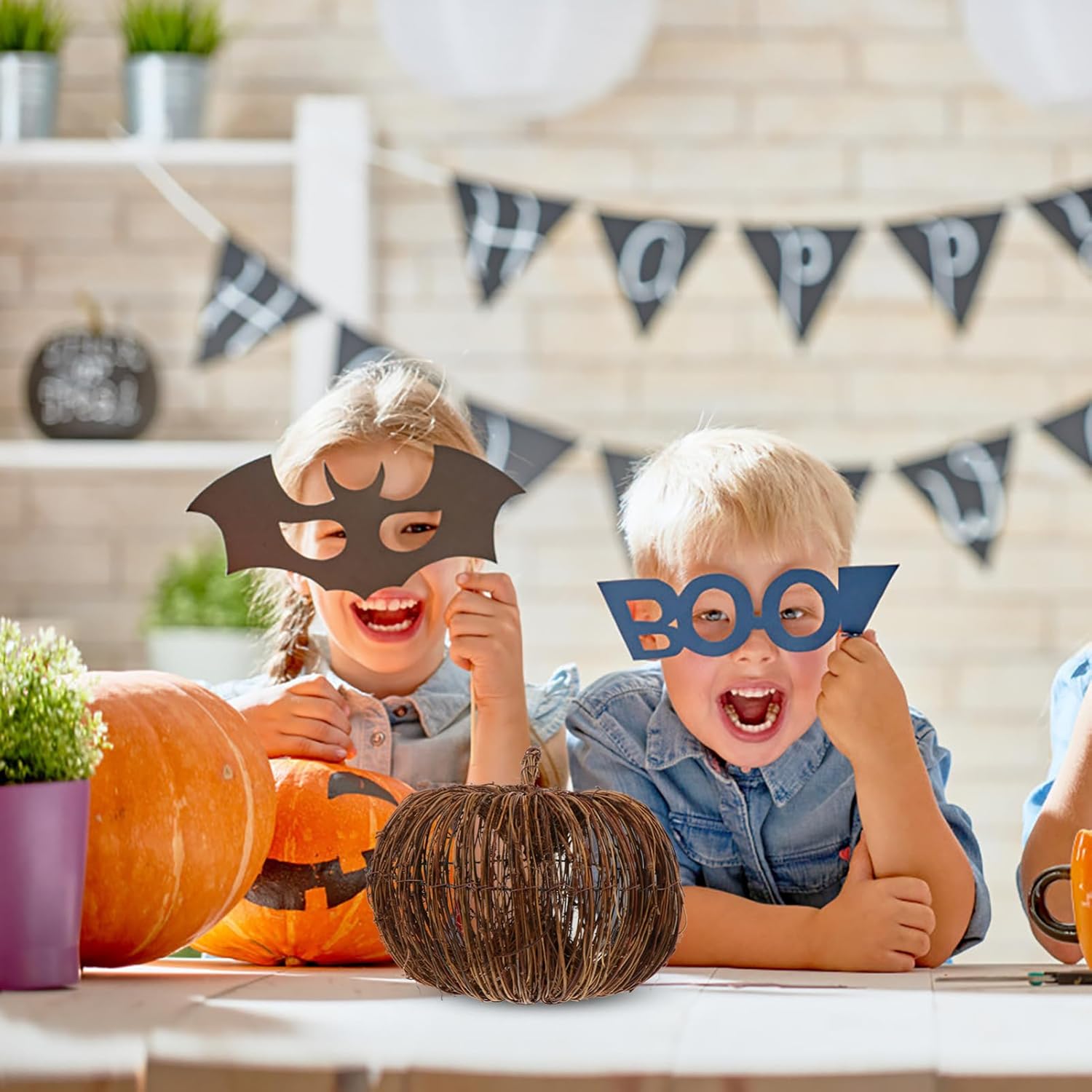 VOSAREA Halloween Rattan Pumpkin Decor 20CM