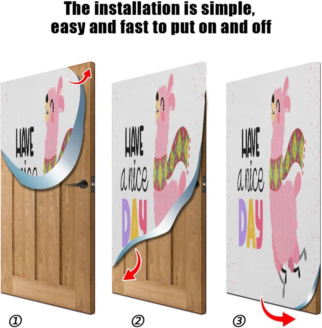 Susiyo Pink Funny Llama Door Cover Washable Elastic
