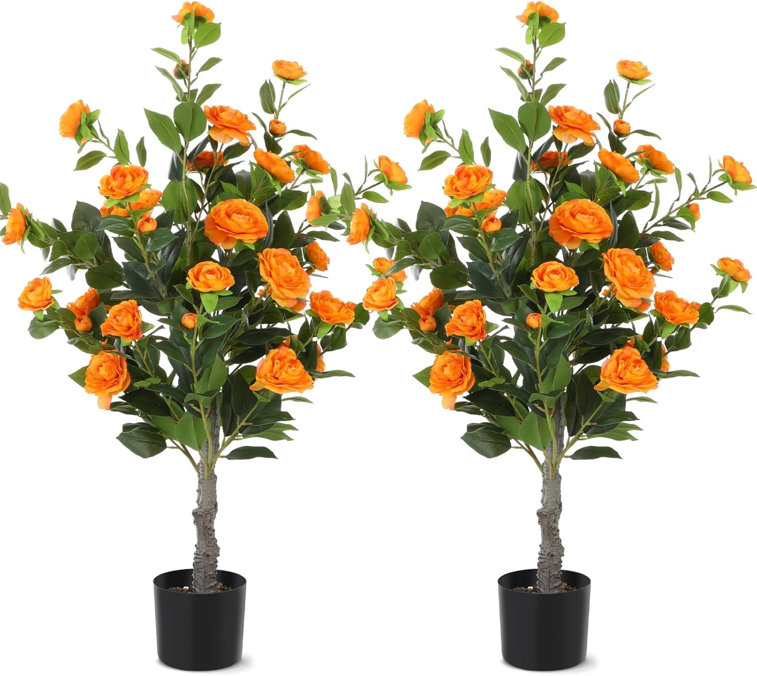 Jexine 2 Pack 40 In Artificial Camellia Tree with Flowers