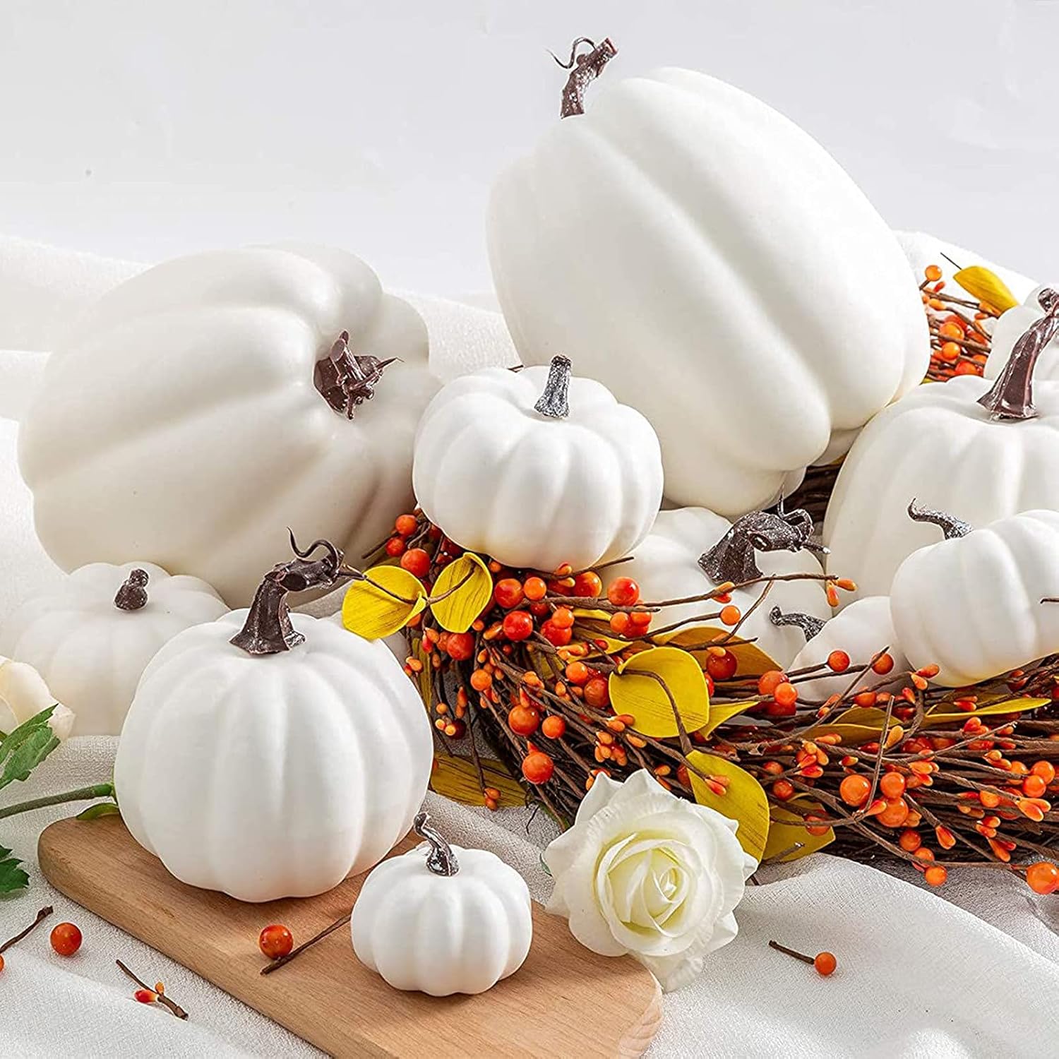 ROTORS Artificial Pumpkins Fall Decorations 12pcs
