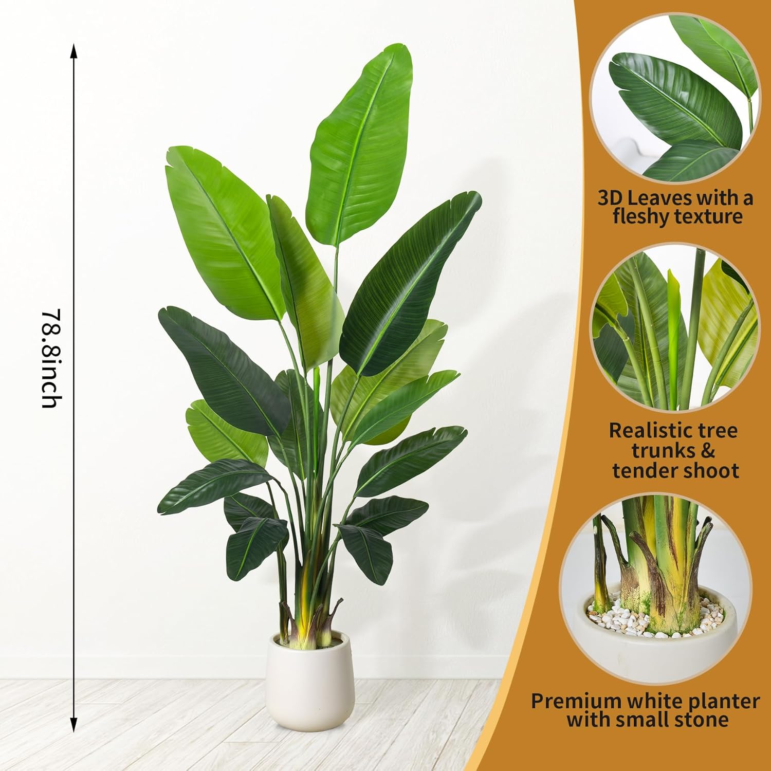 6FT Bird of Paradise Artificial Plants with White Planter