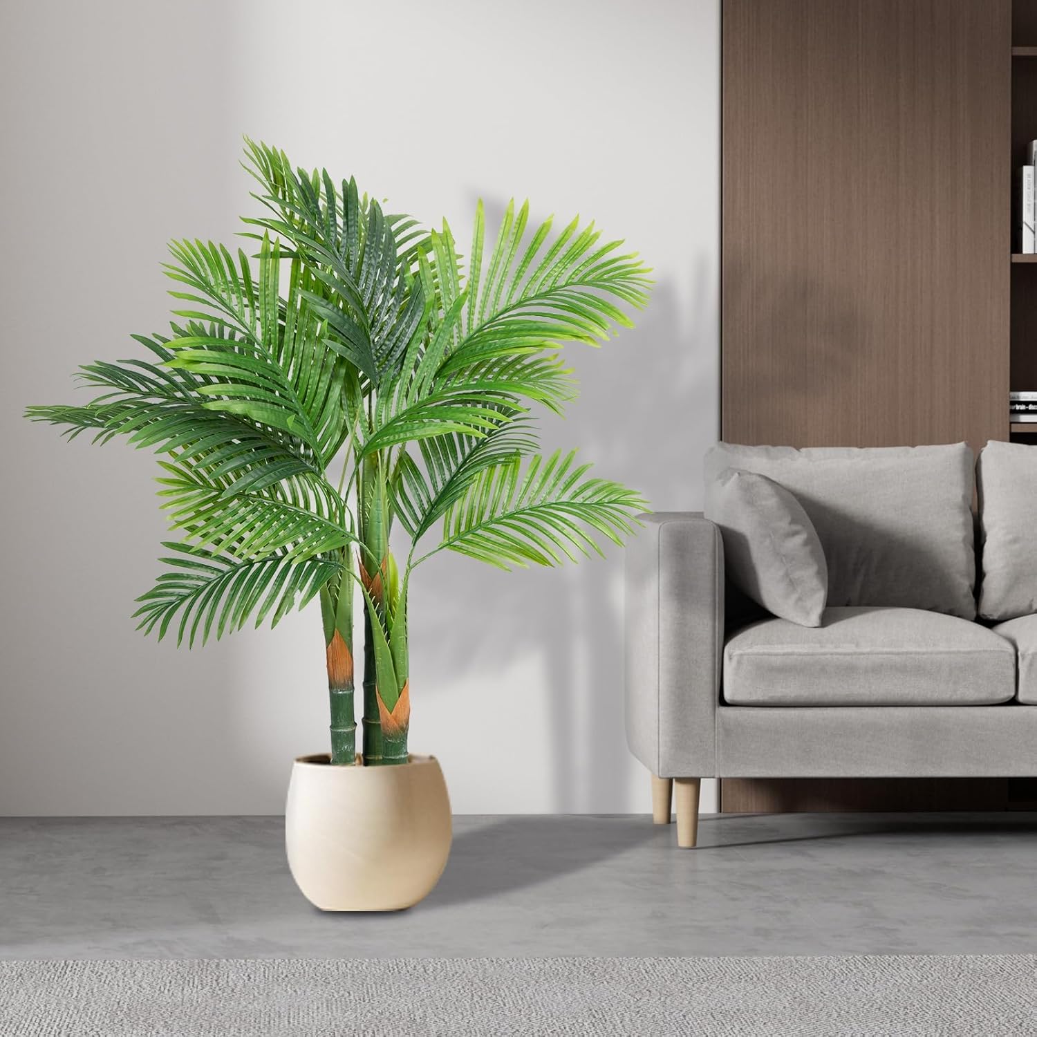 AnTing 4FT Artificial Golden Cane Palm Tree 2 Pack with Pot