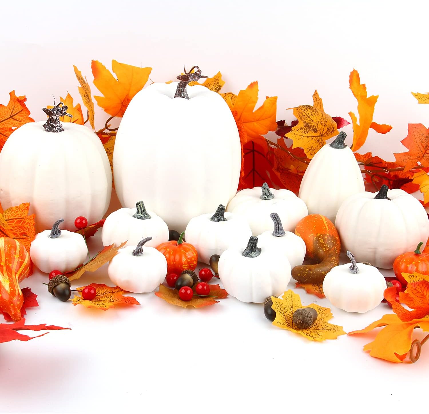 CCINEE 12PCS White Foam Pumpkins for Halloween Decorations