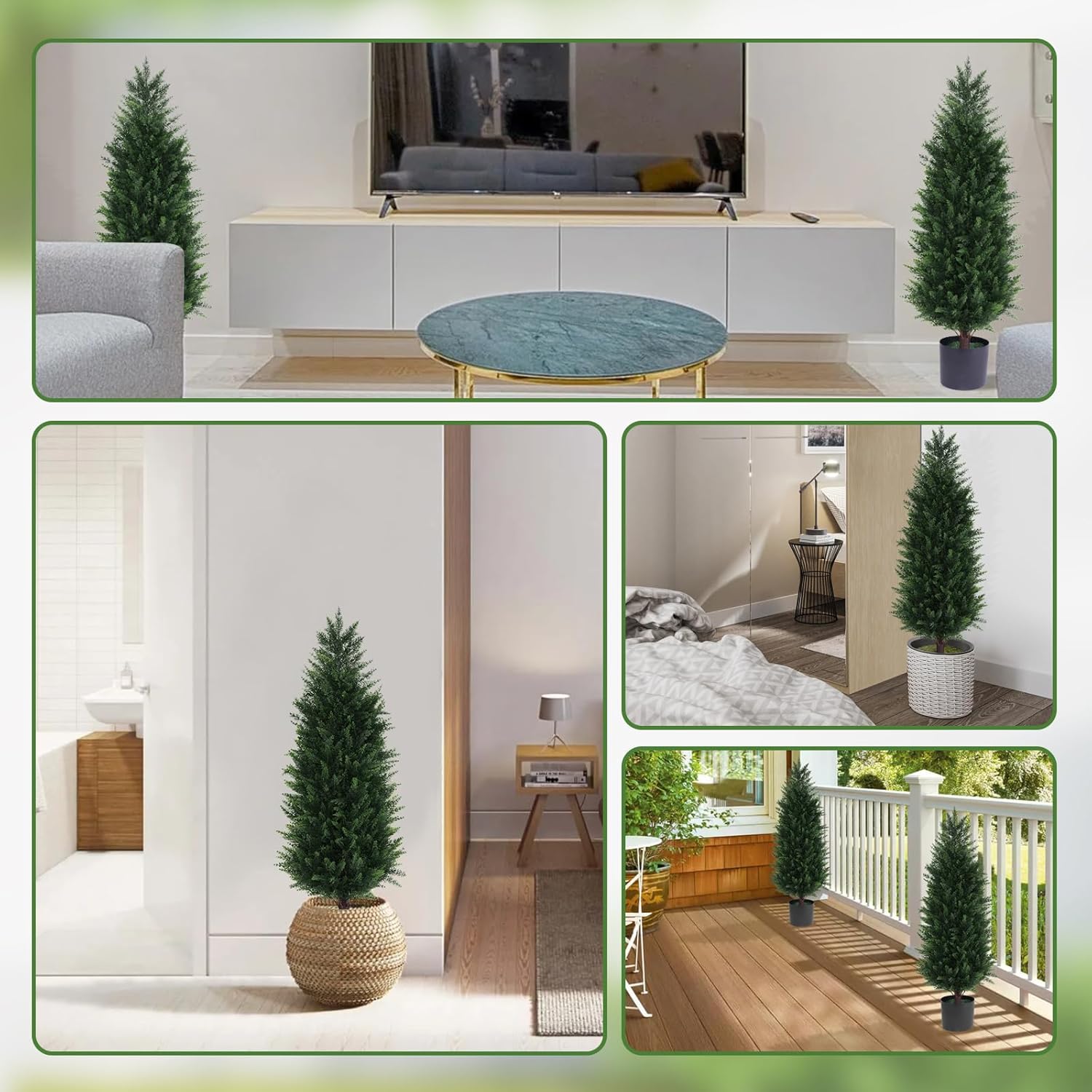 Artificial Cedar Topiary Trees 2 Pack 3FT UV Resistant