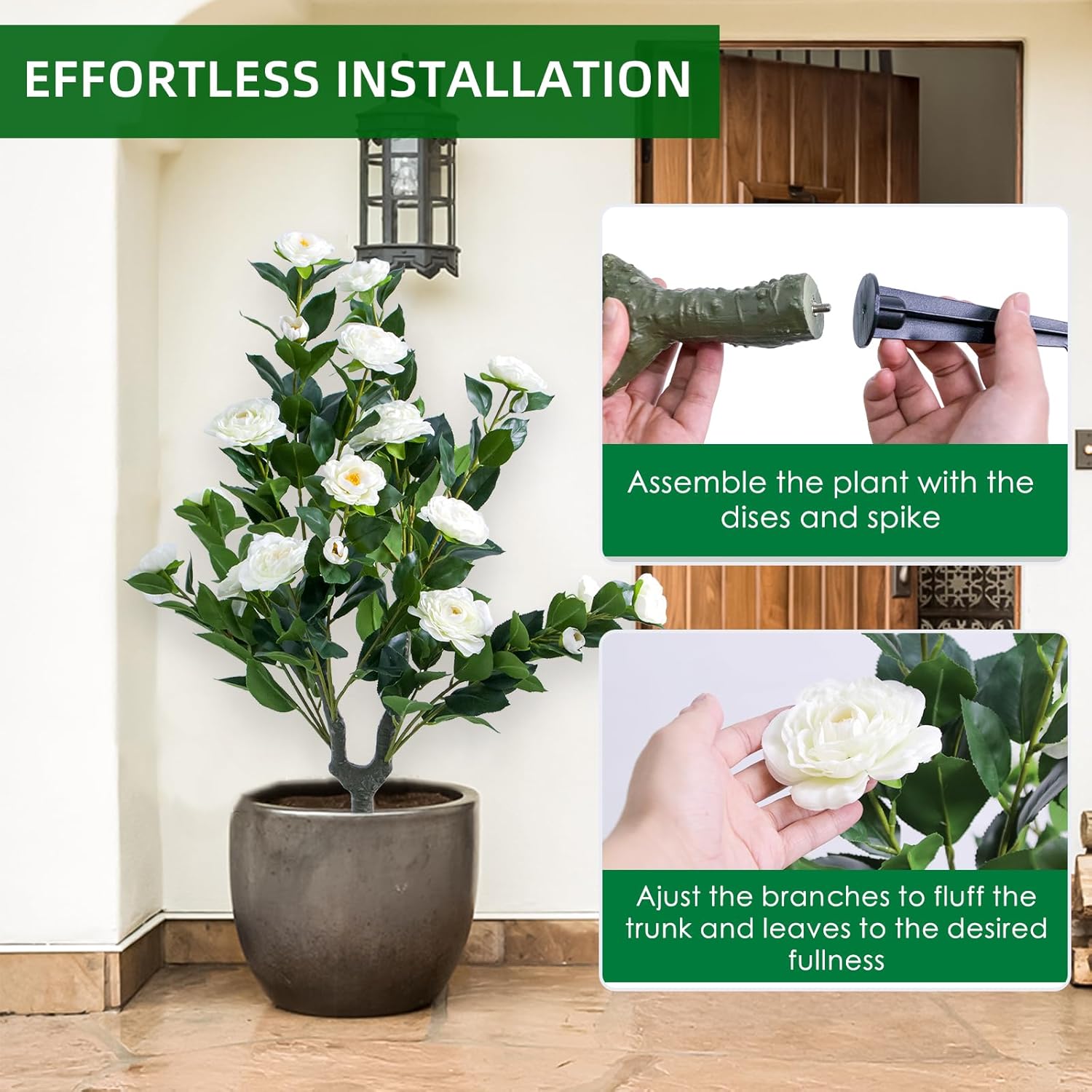 354 Inch Artificial Topiary Tree Set of 2 White Camellia