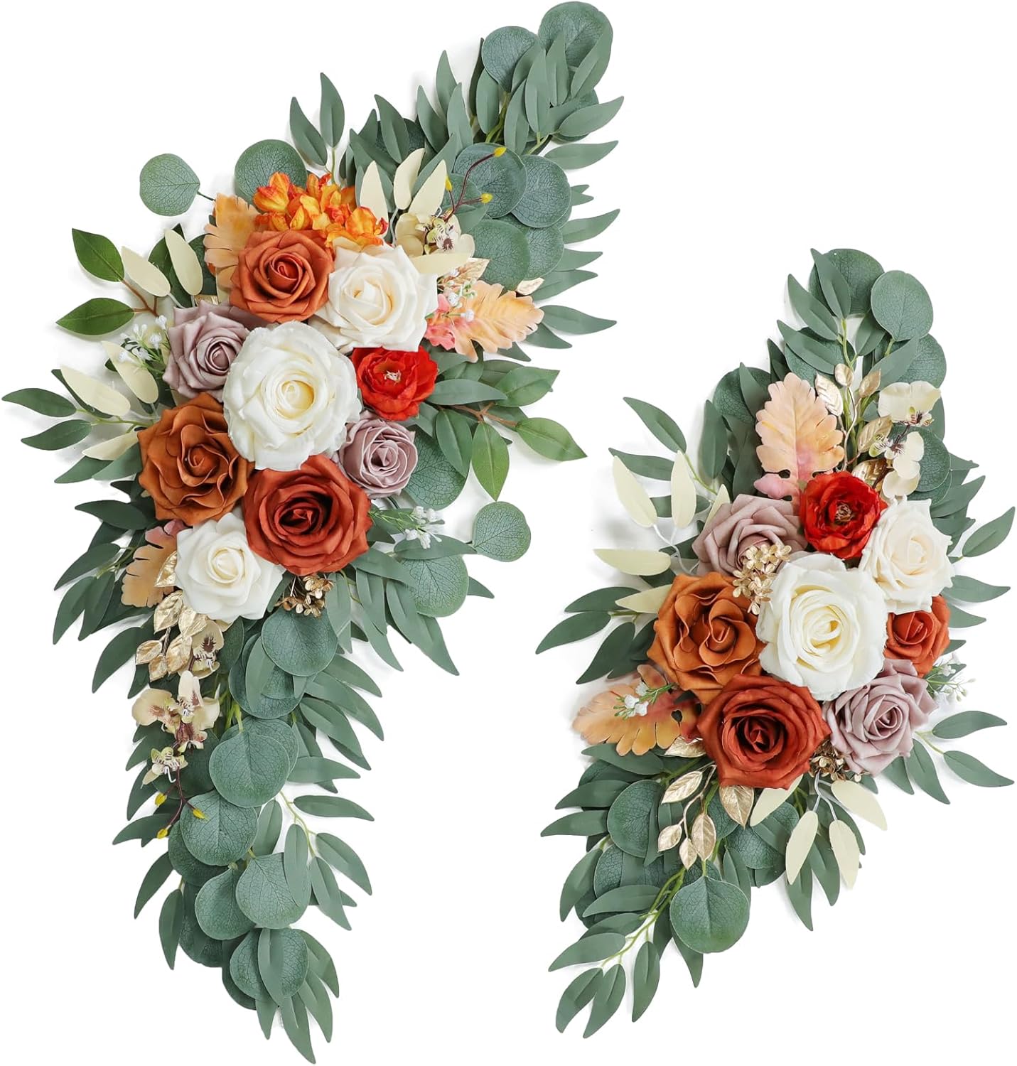 Burnt Orange Wedding Arch Flowers Set of 2