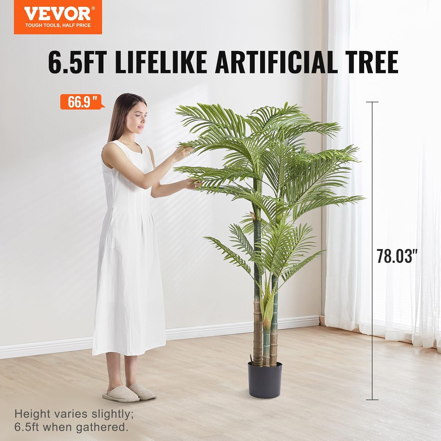 VEVOR 65 FT Artificial Golden Cane Palm Tree