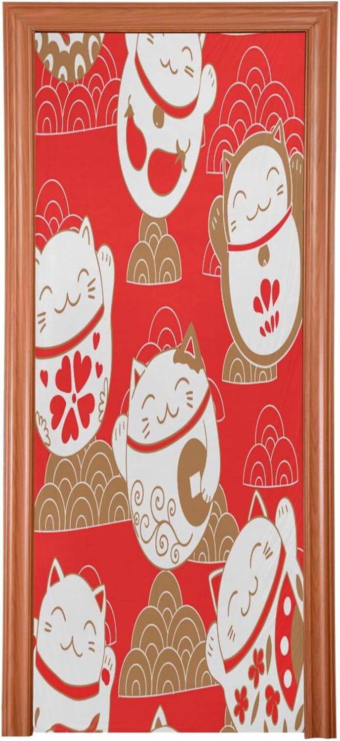 Cats Maneki Neko Halloween Door Cover 32x79 in