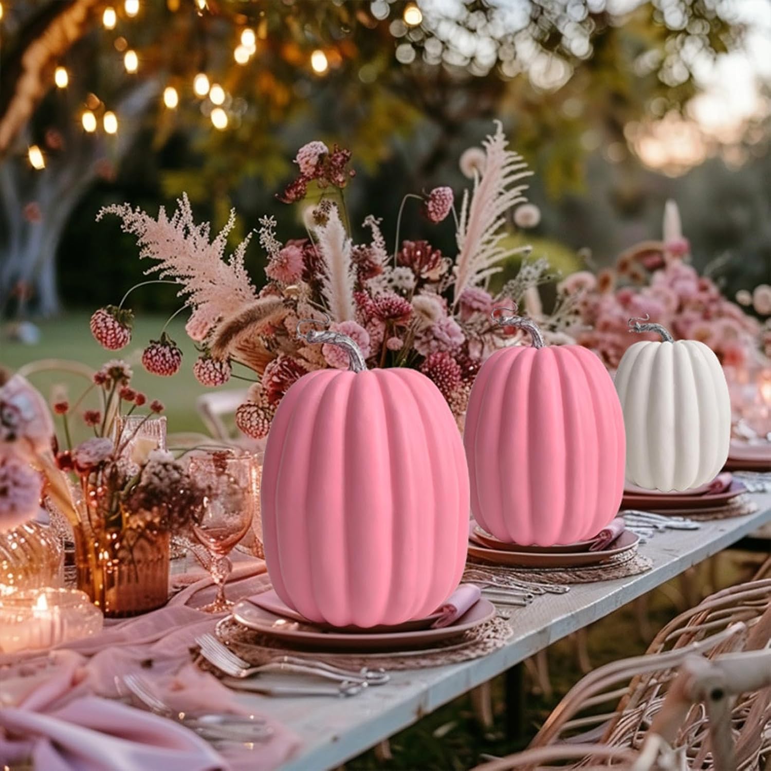 8 Inch Large Plastic Pumpkins for Fall Decor