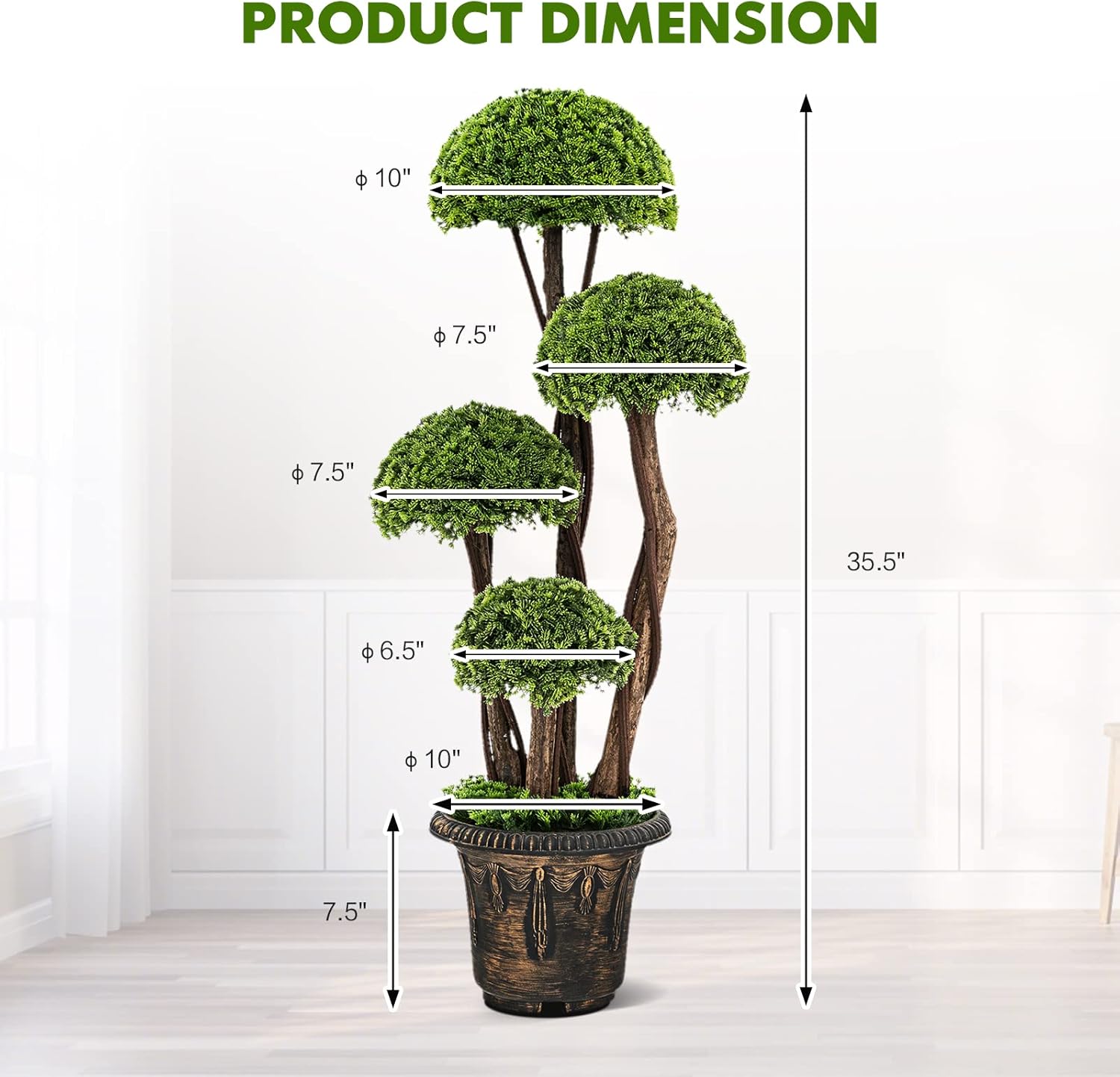 3ft Artificial Cypress Topiary Tree with Retro Cement Pot