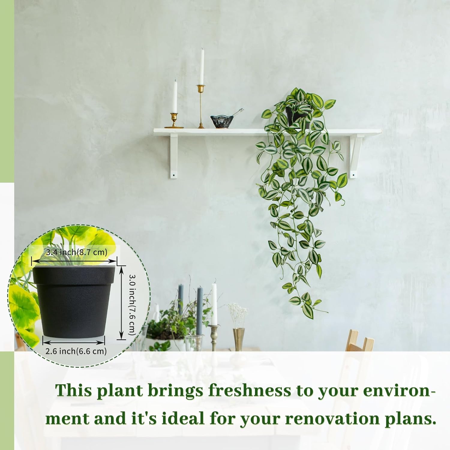 Artificial Hanging Vine Plant 39-Inch Black Pot