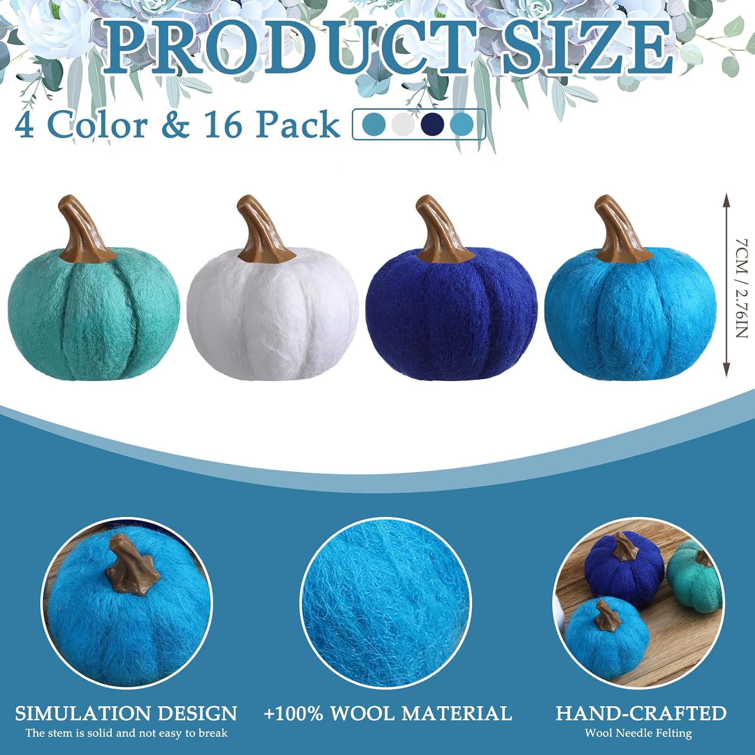 Suncalla 16 Pcs Mini Wool Felt Pumpkins Fall Decor