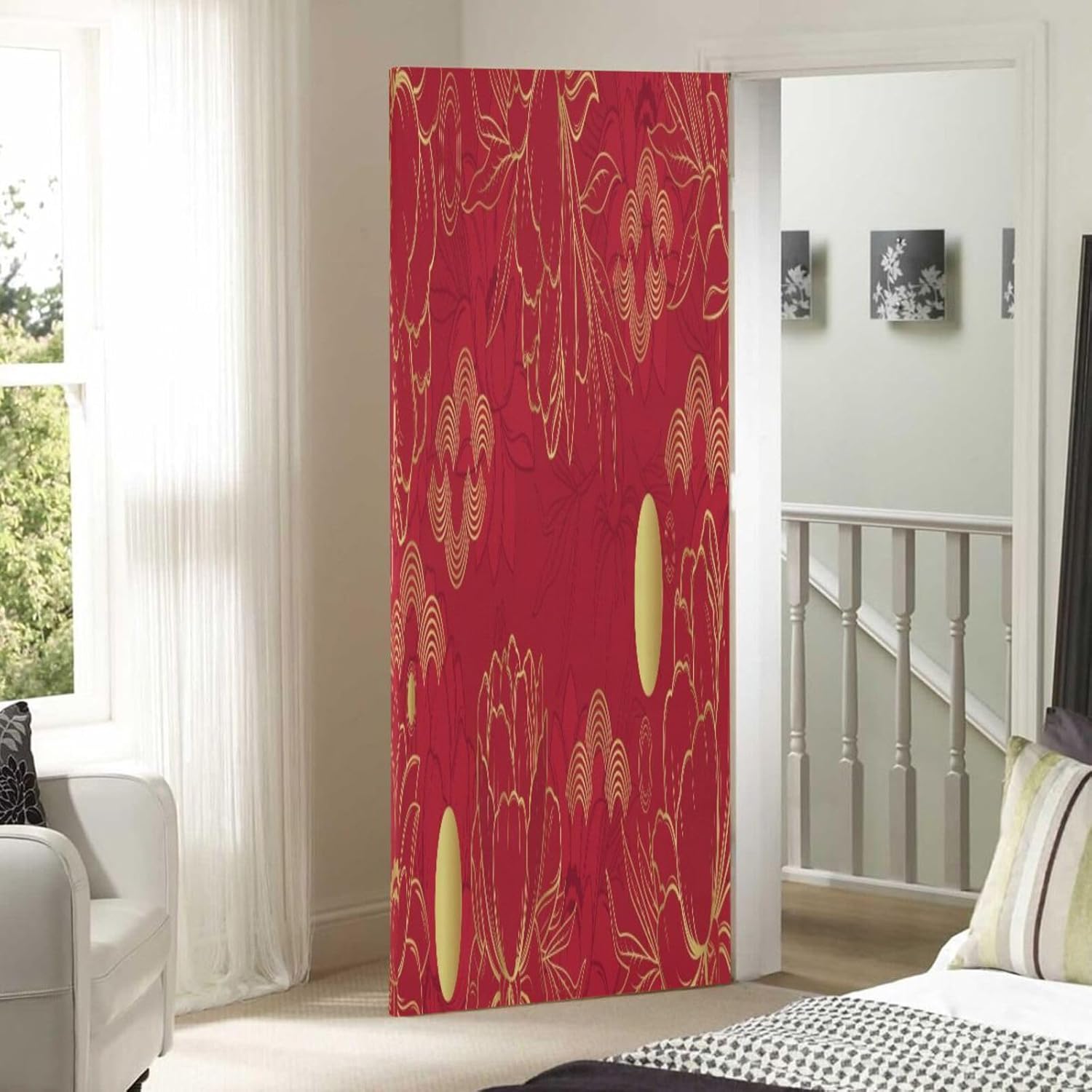 Susiyo Halloween Red Flower Door Cover 32x79 in