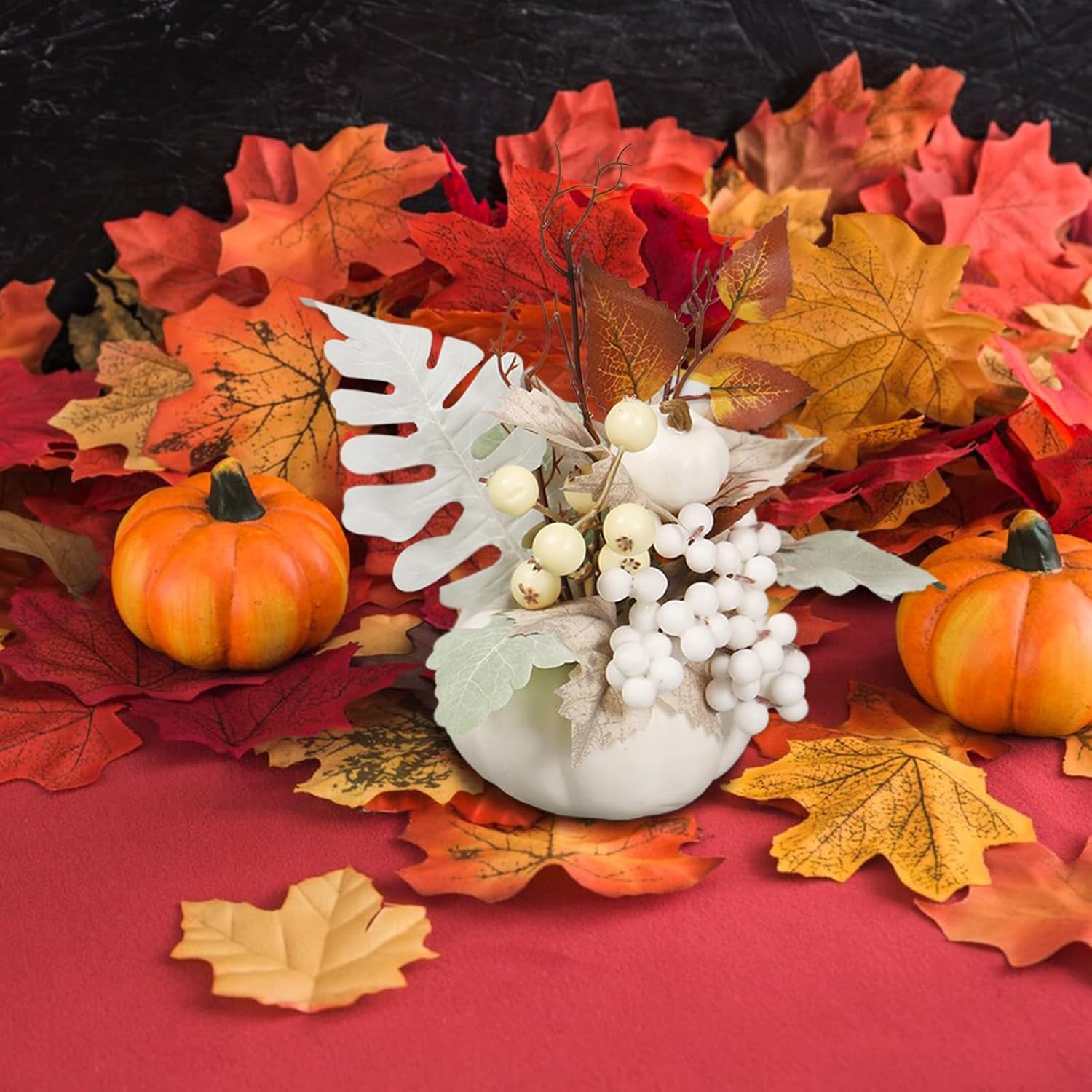 FQQWEE 3pcs Fall Potted Plants Artificial Decor Set