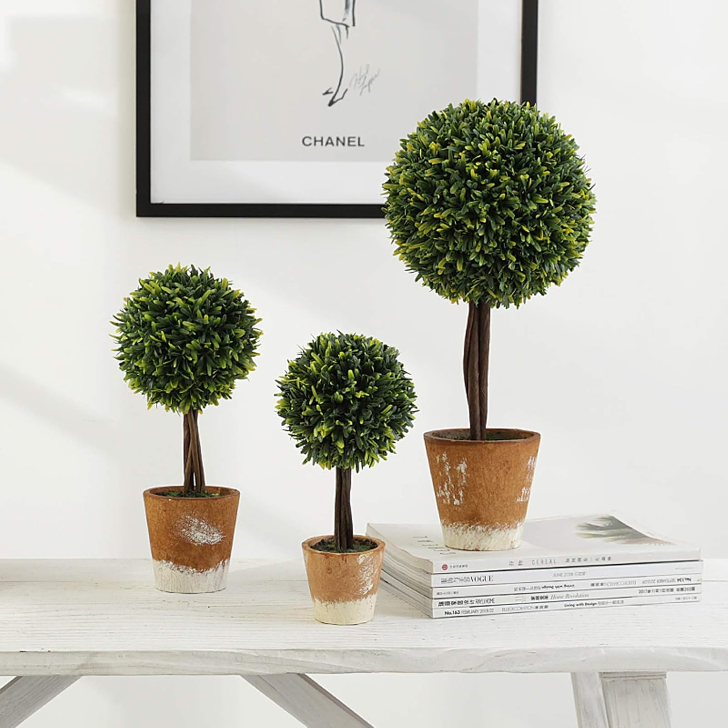 SUNESA Fake Plants Mini Artificial Topiary Shrub in Ceramic Pot