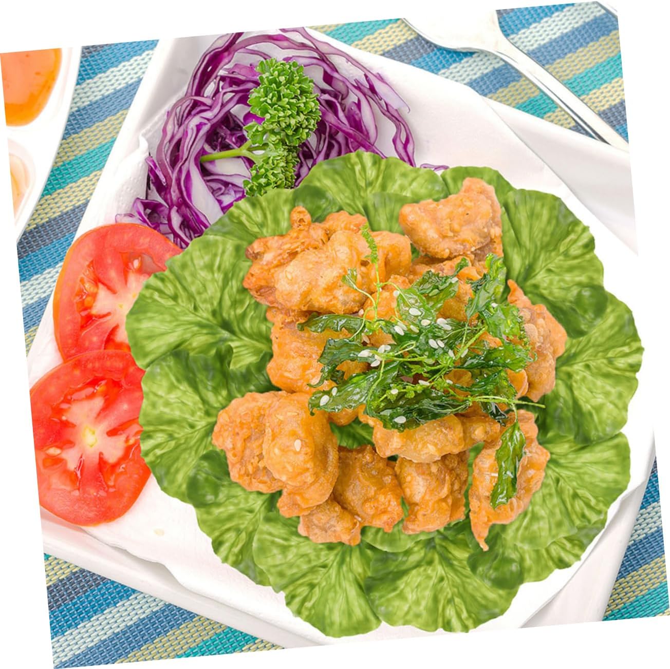 20PCS Artificial Lettuce Leaf Props for Home Restaurant Decor