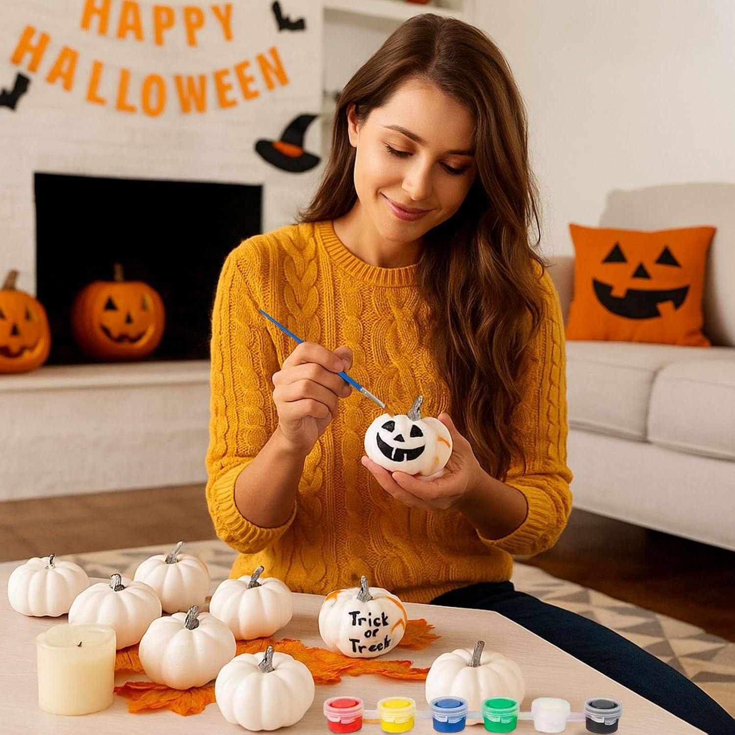 FUTUREPLUSX 12PCS White Fake Pumpkins for Painting and Decorating