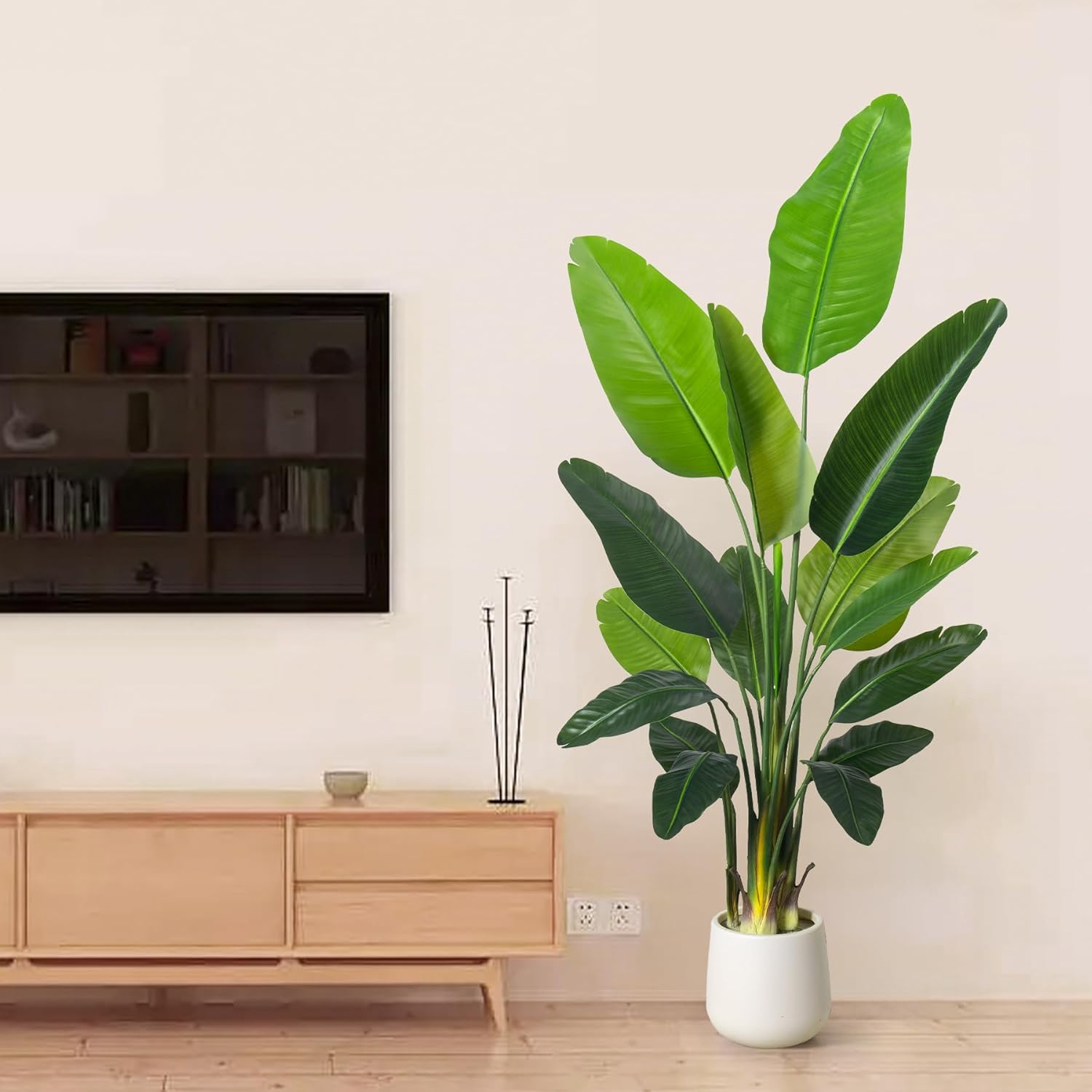 6FT Bird of Paradise Artificial Plants with White Planter
