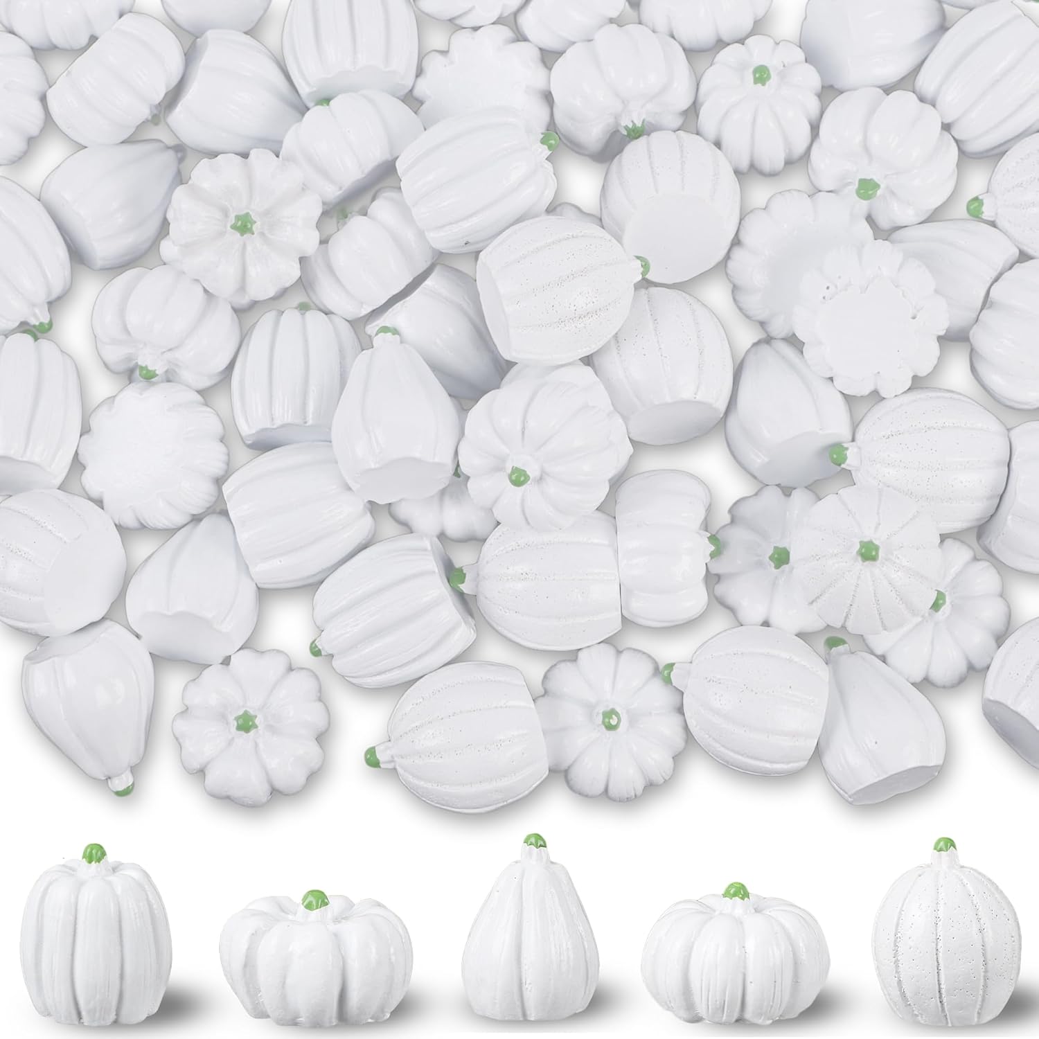 Winemana Mini Pumpkins Fall Decorations 80 Pack White
