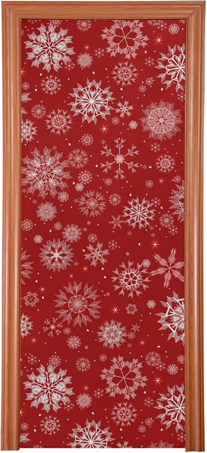 Poeticcity Festive Snowflakes Door Cover 35x79 Inches