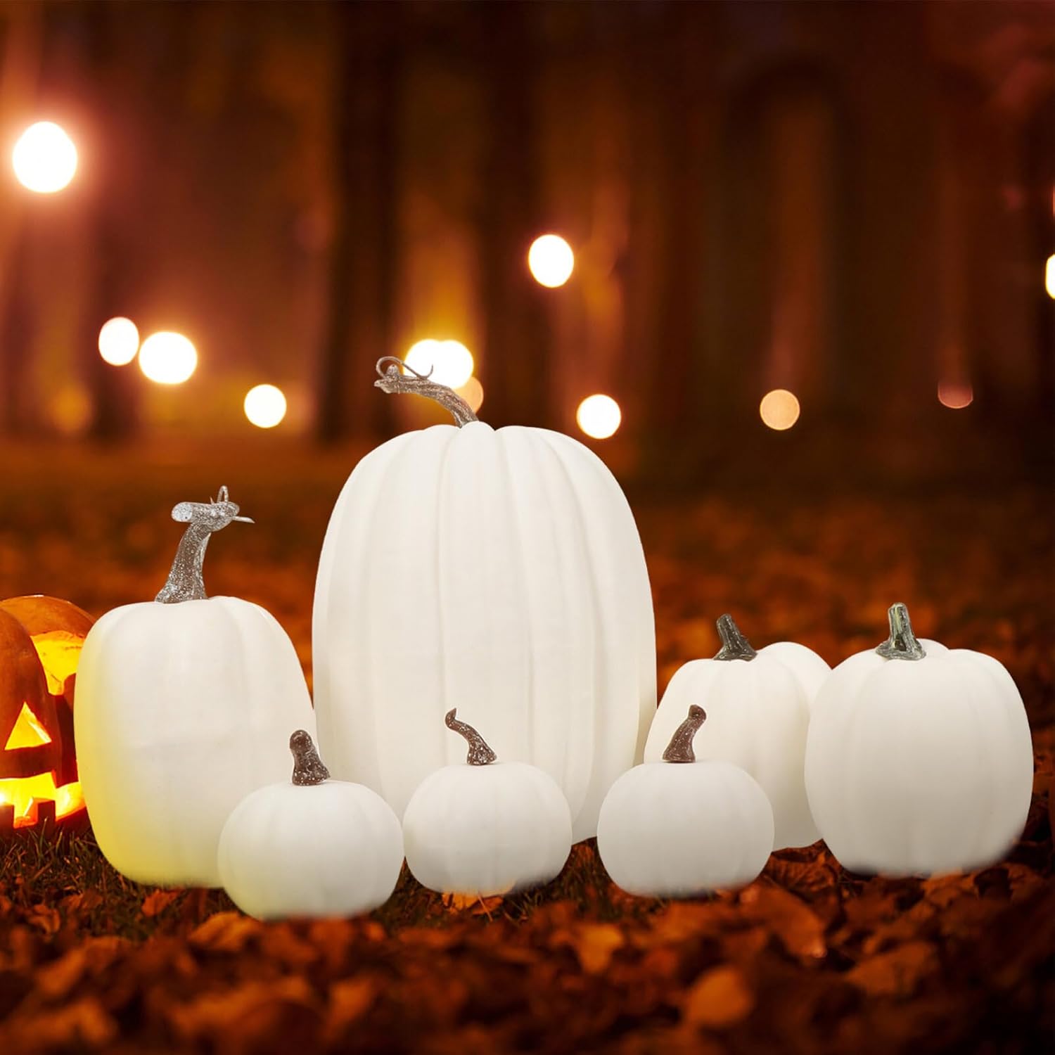 Garneck 7PCS Realistic Pumpkin Ornament for Halloween and Thanksgiving