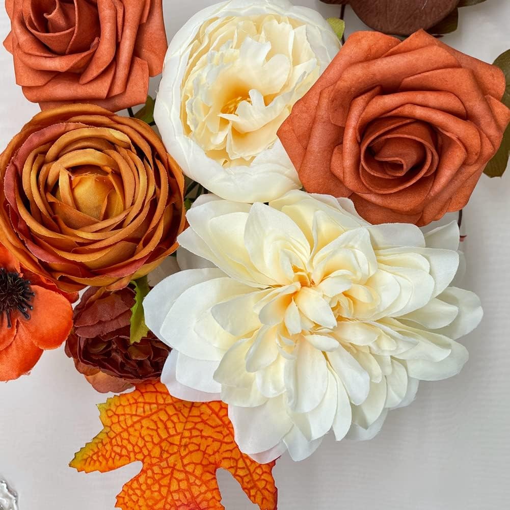 Akker Burnt Orange Artificial Wedding Flowers Combo Set