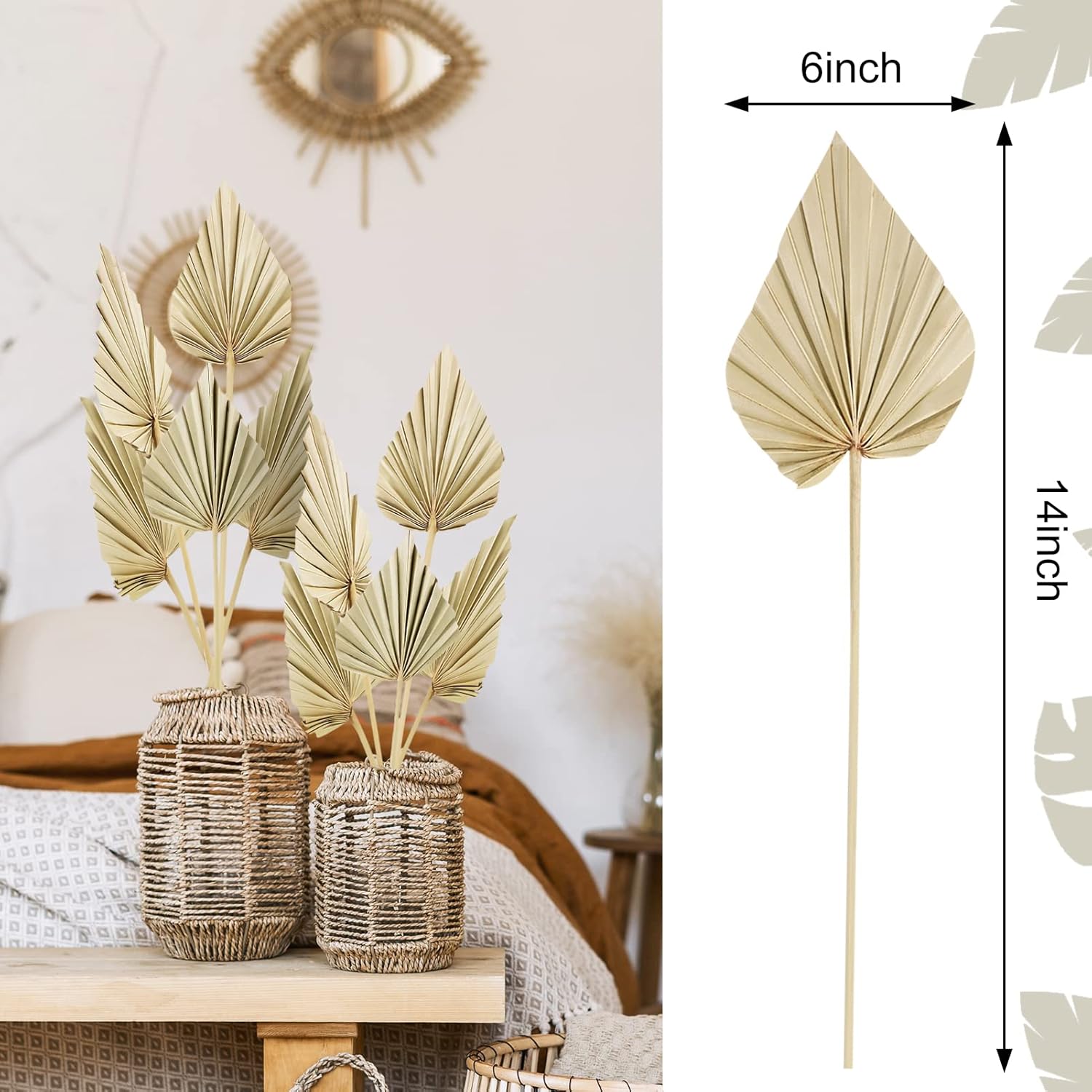 Cenkaiyang 10 Pcs Boho Dried Palm Spears Leaves Decor
