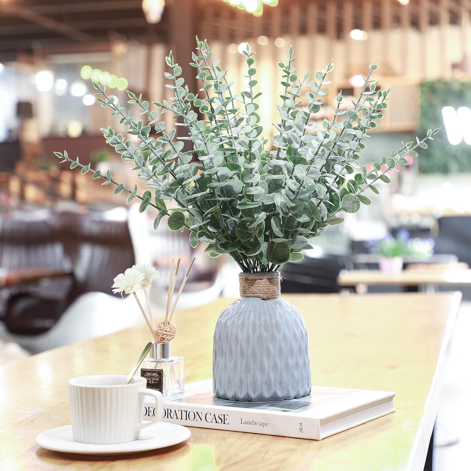 200 Pcs Dark Green Artificial Eucalyptus Stems