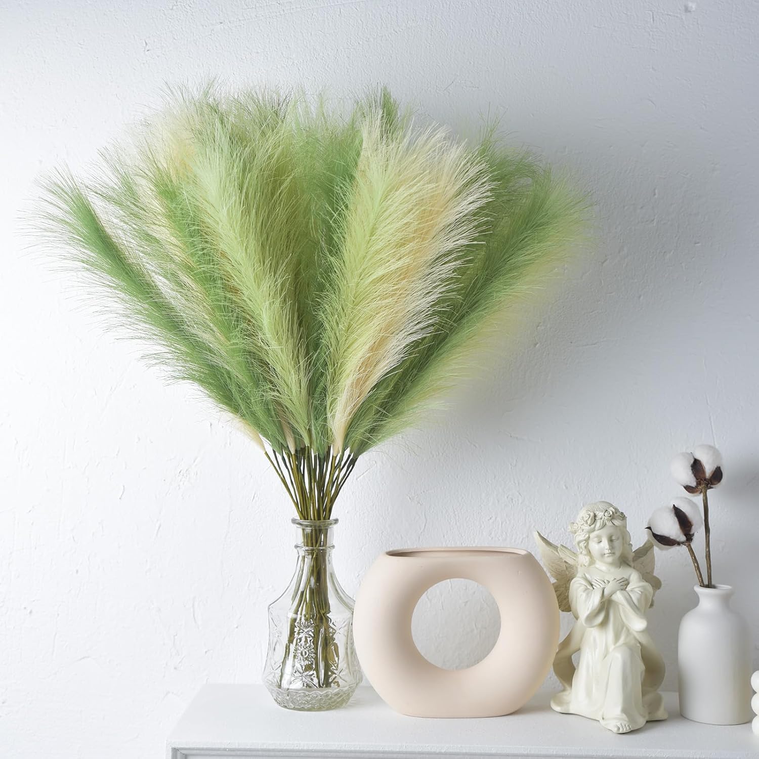 LSKYTOP Green Pampas Grass Decor 23Inch 12pcs Artificial Bouquets