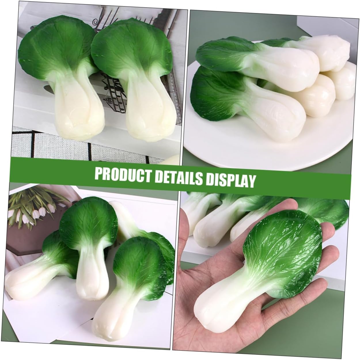 3pcs Artificial Green Leaf Lettuce Decor for Kitchen
