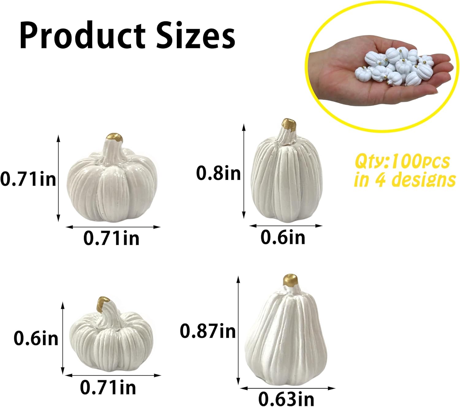 FESTGLOX 100Pcs Mini Resin Pumpkins for Fall Decor