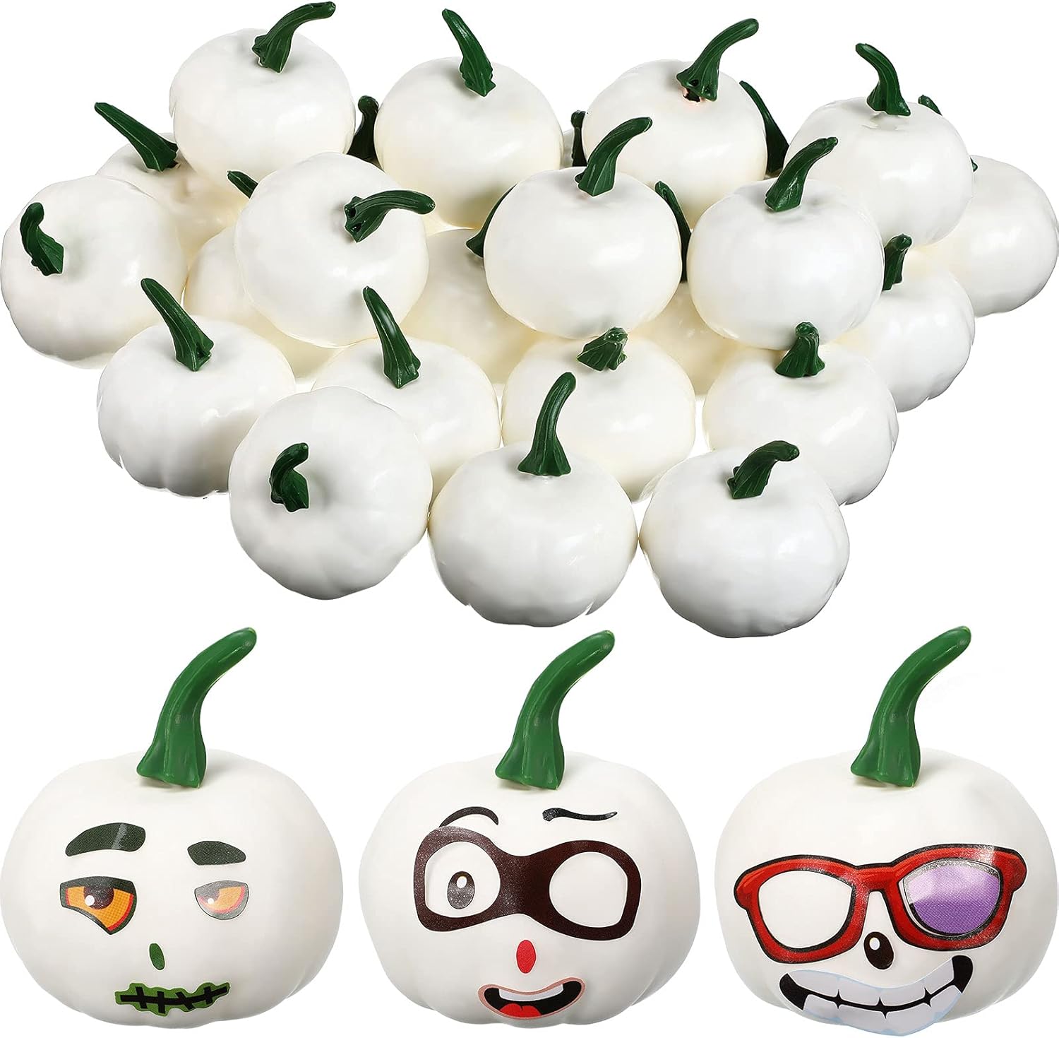 Sumind 24 Pcs Halloween White Artificial Pumpkins Decor