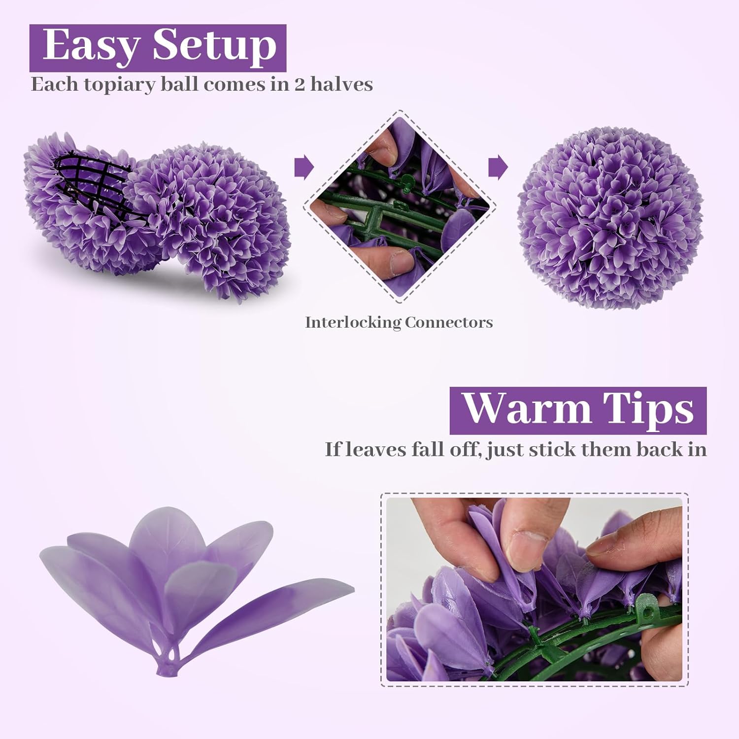 Goplus 11 Inch Artificial Topiary Balls Purple Set of 2