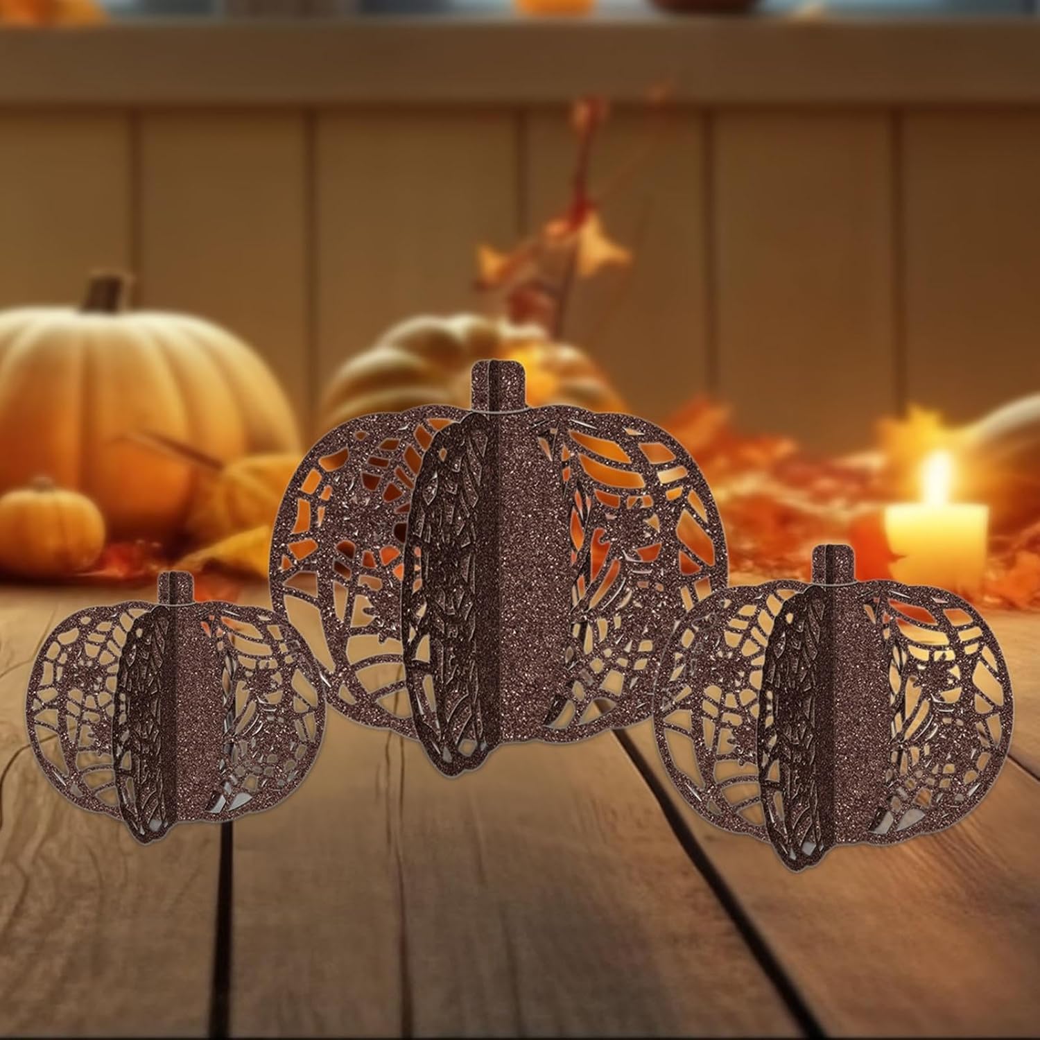 3 Pcs Artificial Pumpkins Decorations for Halloween and Thanksgiving