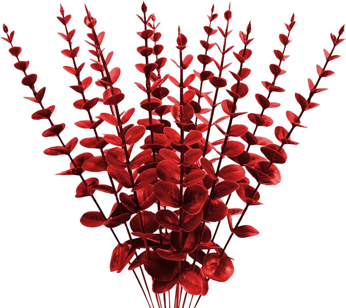 ABAJI Artificial Wine Red Stem Plants 12PCS Decor Set
