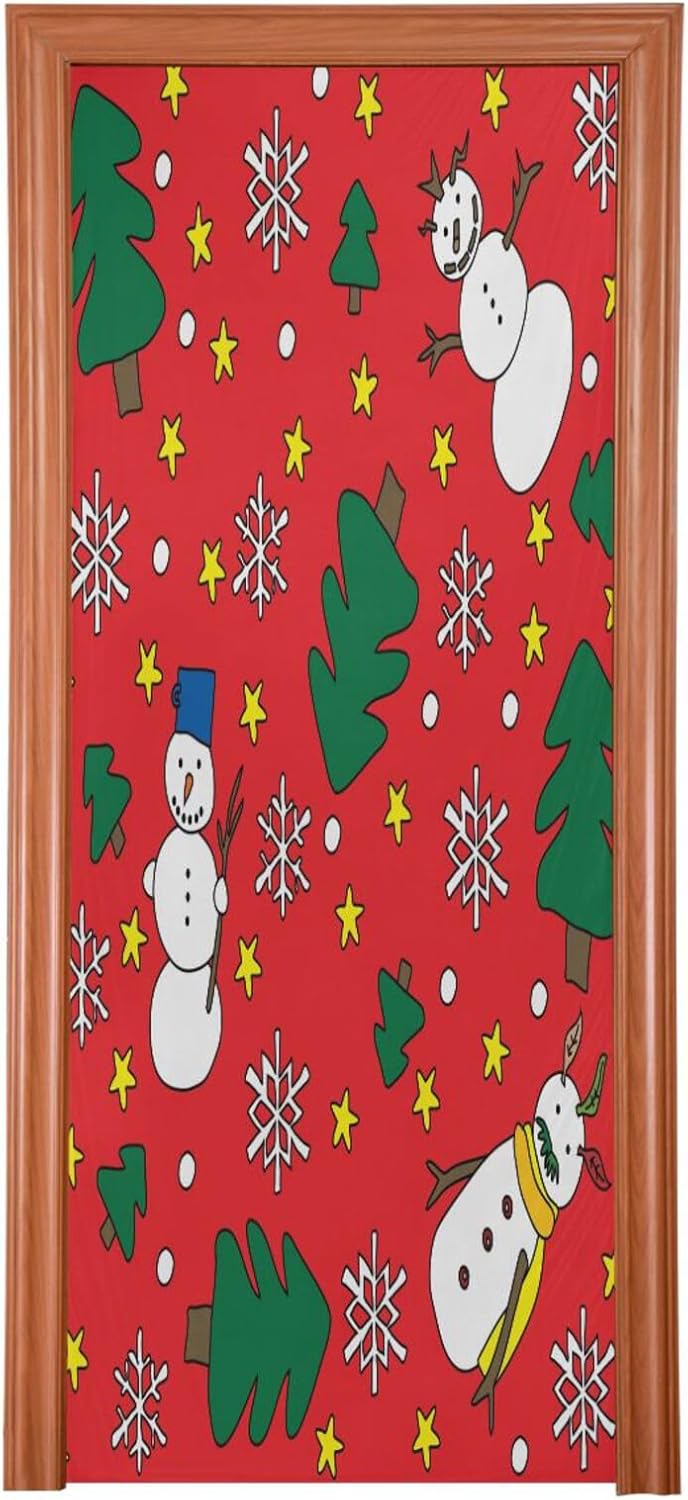 Susiyo Snowflakes Pine Tree Door Cover Stretchy Washable