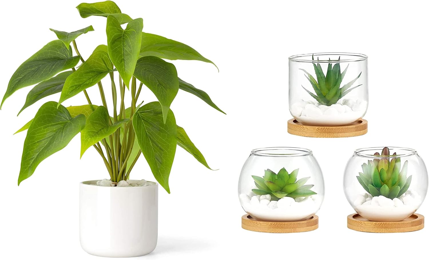Mkono Artificial Topiary Plant in Clear Pot
