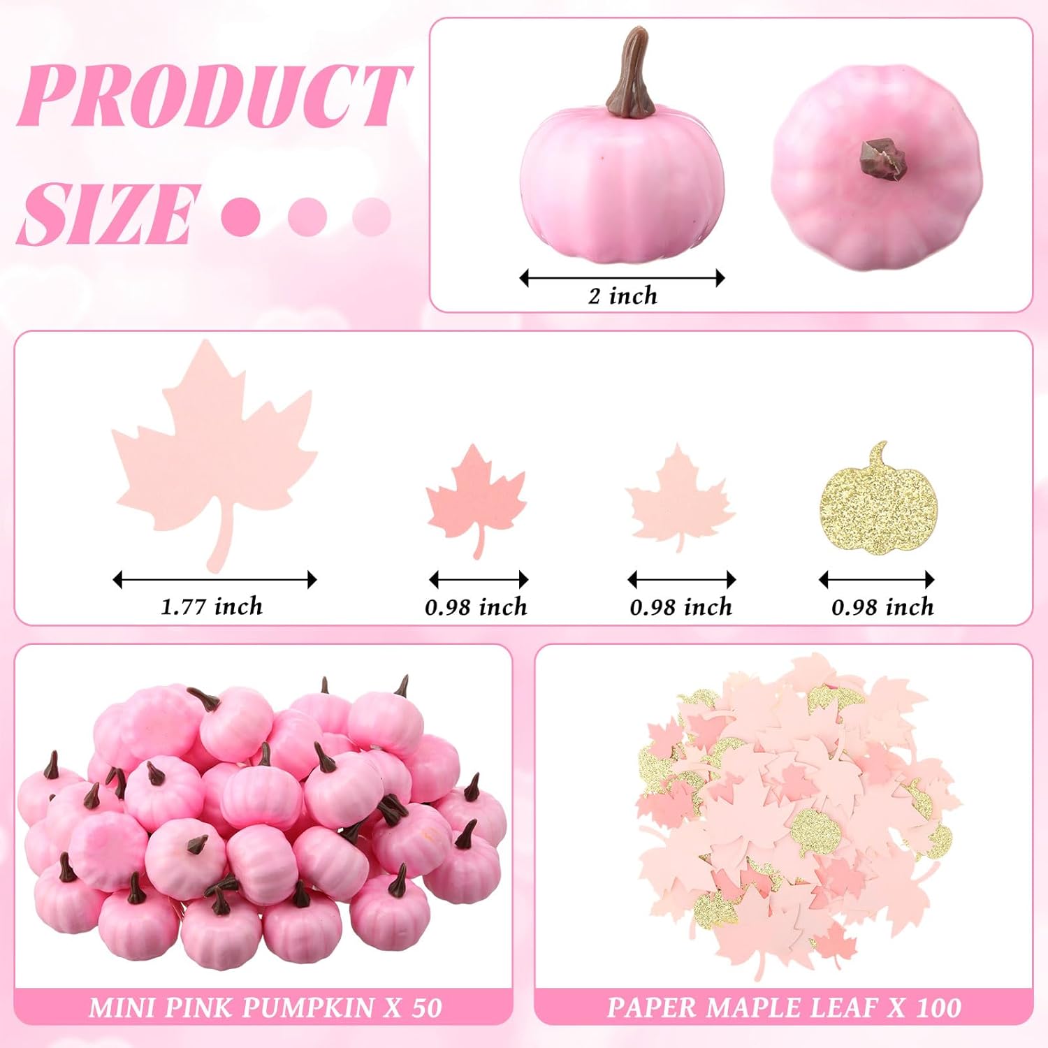 Thyle 150 Pcs Pink Foam Pumpkins Fall Decor Set