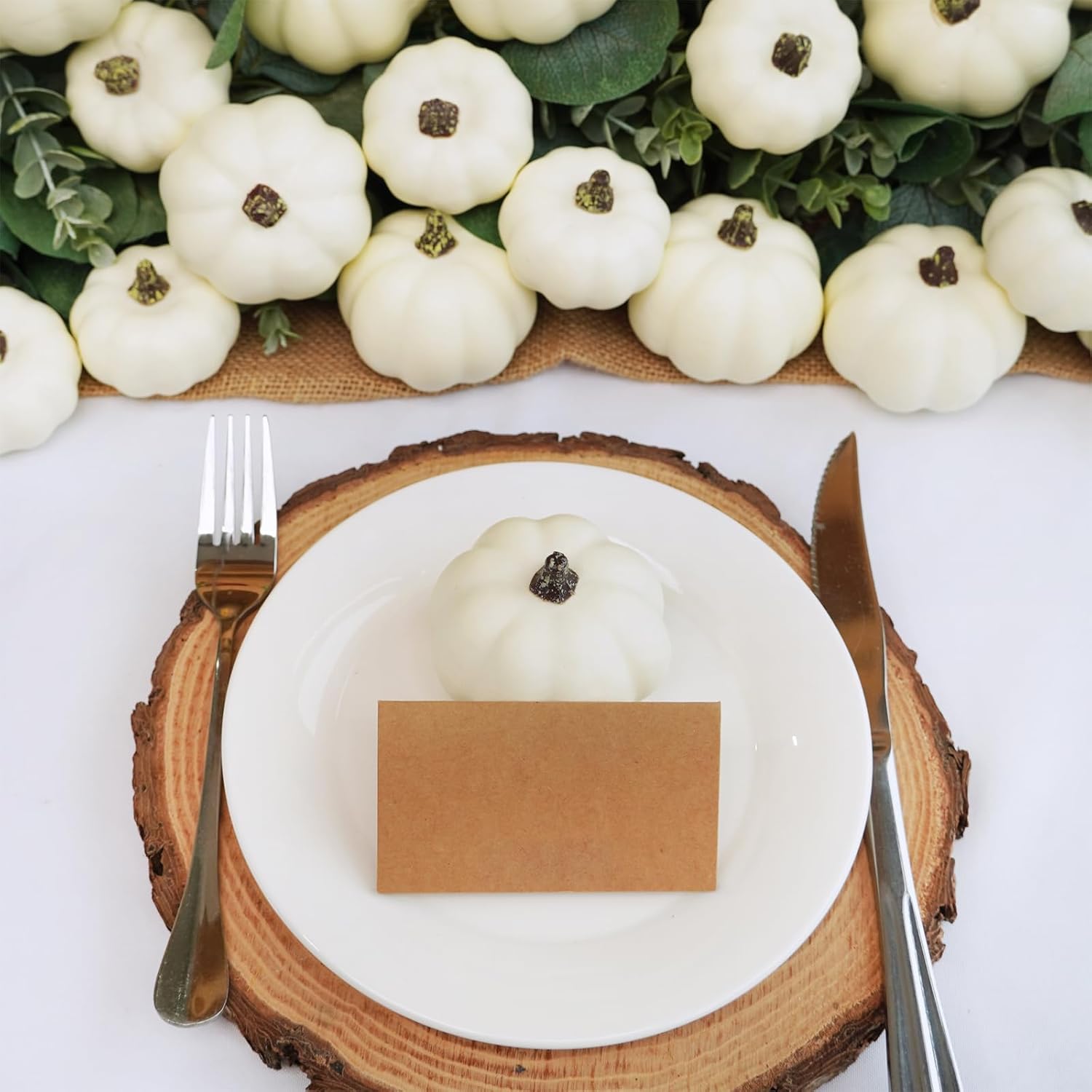 Winlyn 48 Pc White Artificial Pumpkins Fall Decor