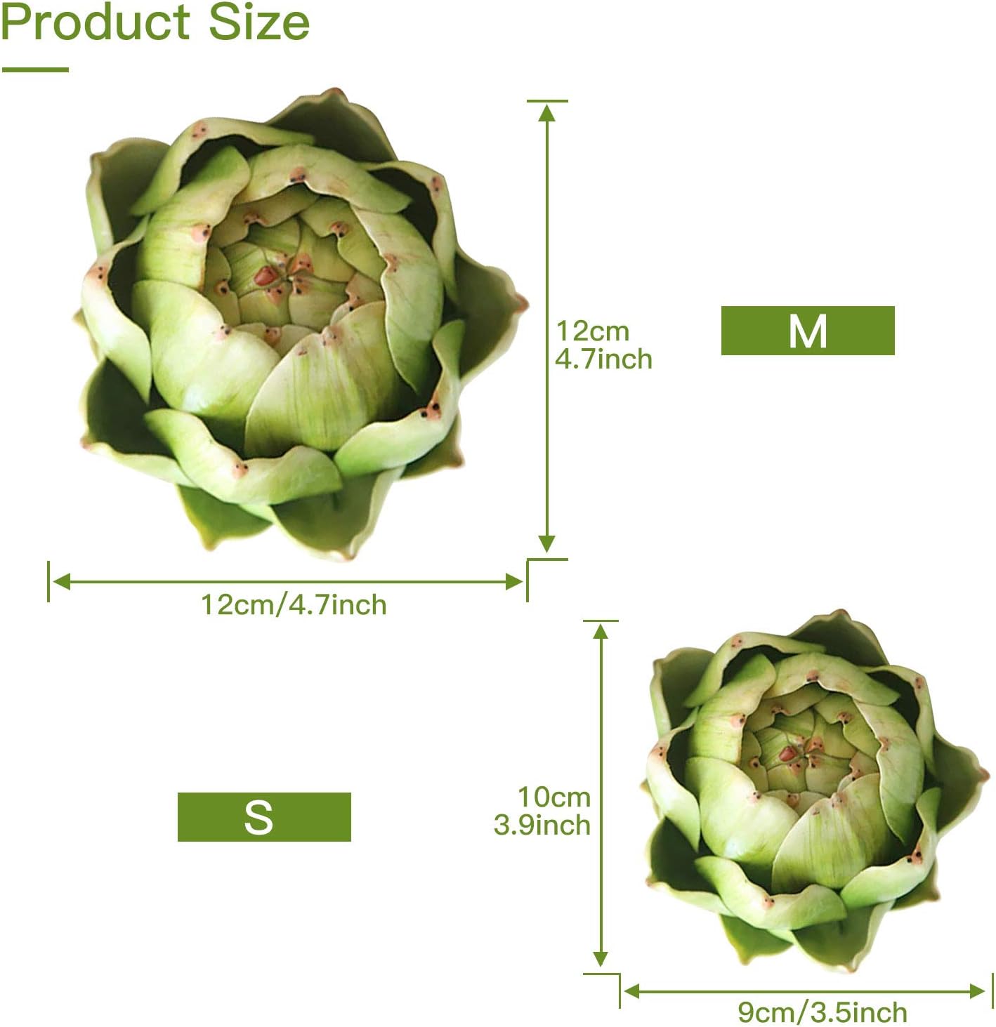 Artificial Artichoke Plastic Flower Decoration Green Small 6 Units