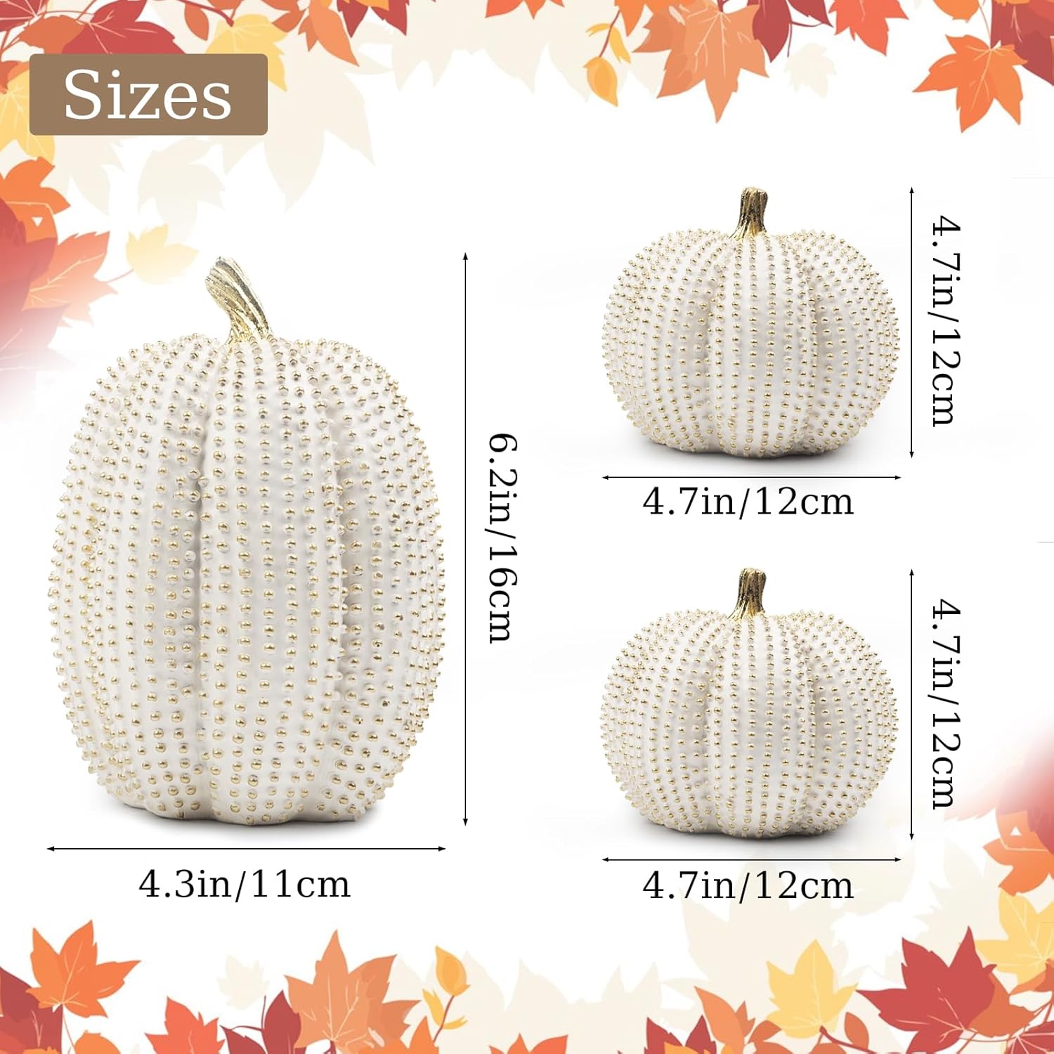 3PCS Resin Pumpkin Decor Fall Table Centerpiece
