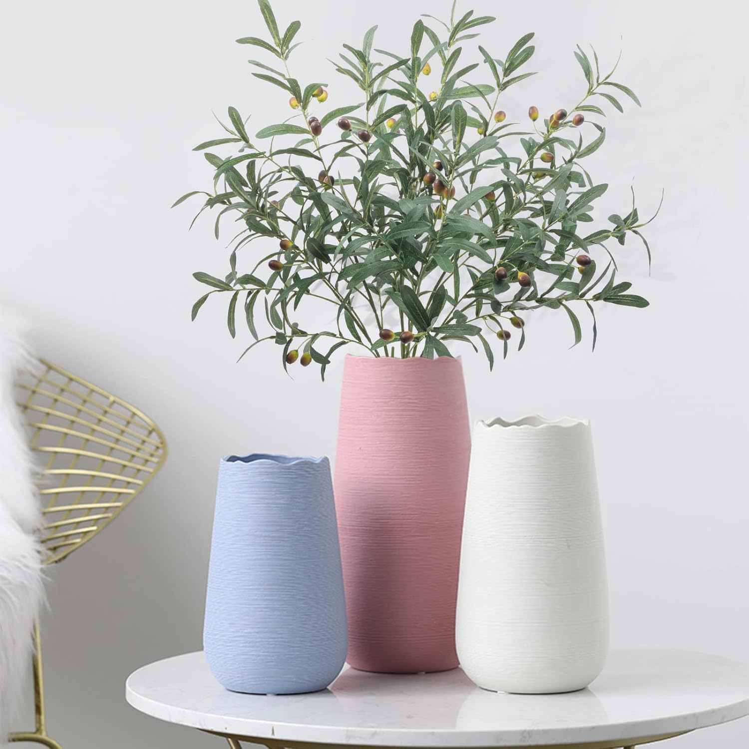 SHACOS 3 PCS 39 Inch Artificial Olive Tree Branches