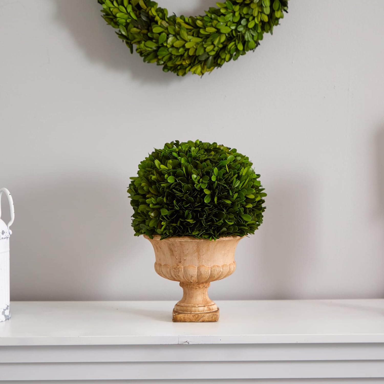 Nearly Natural 12in Boxwood Topiary Ball in Urn