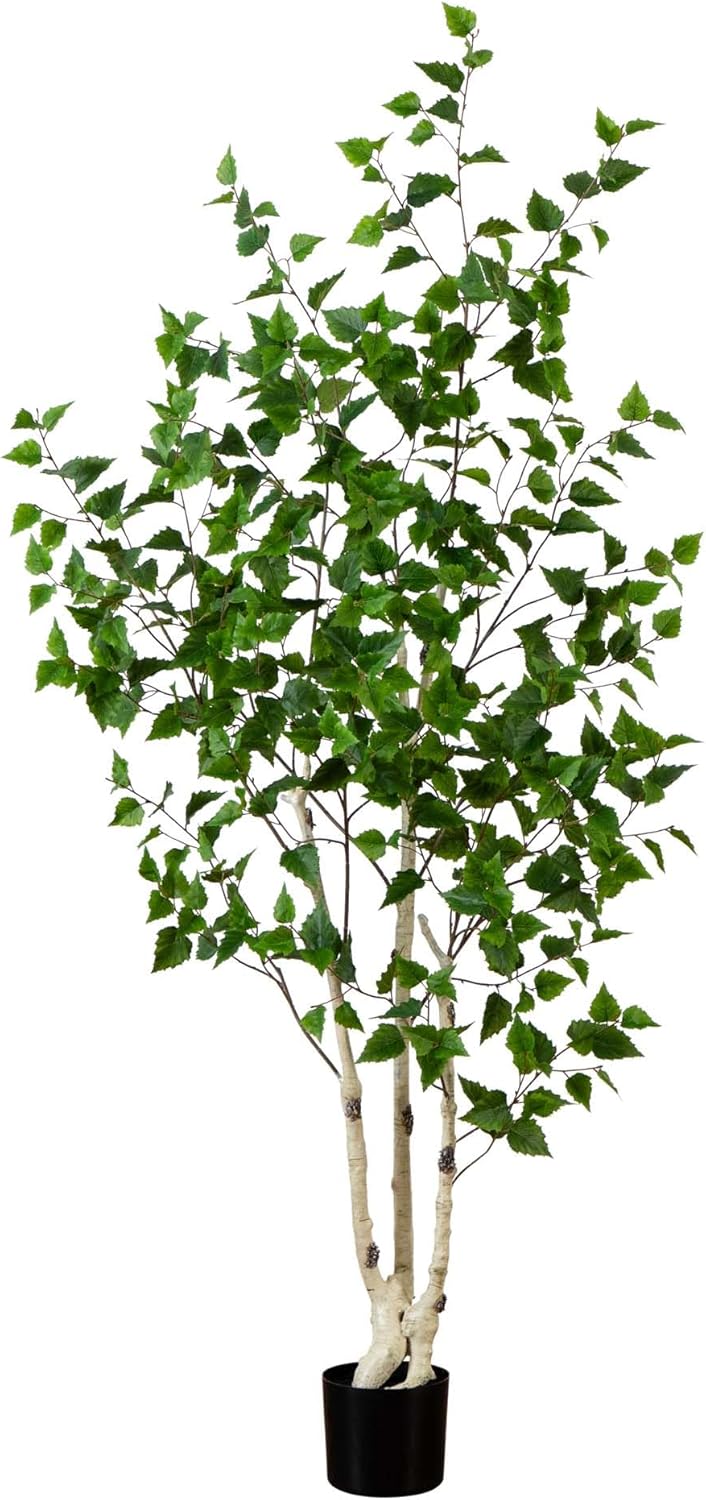 Nearly Natural 6ft Artificial Birch Tree with Real Touch Leaves