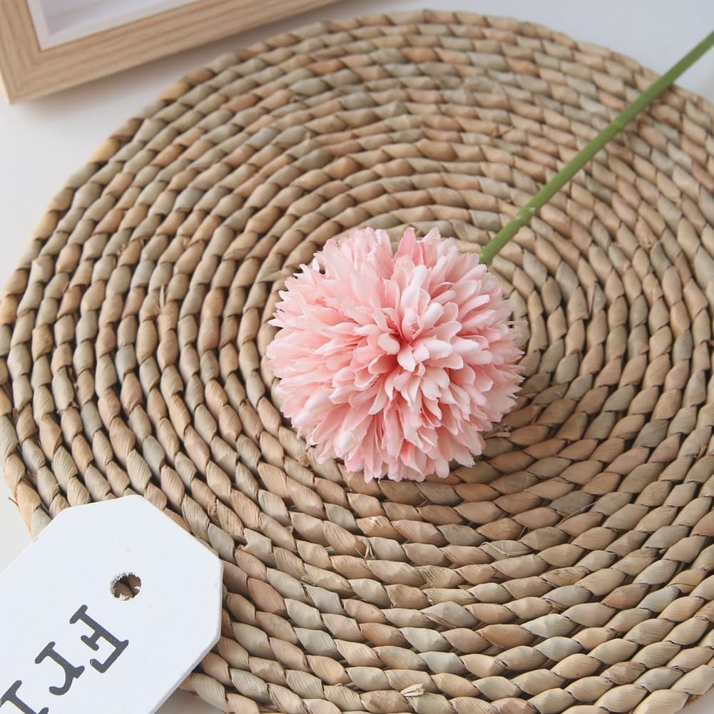 HoYuanFlo Light Pink Artificial Chrysanthemum Bouquet 10pcs