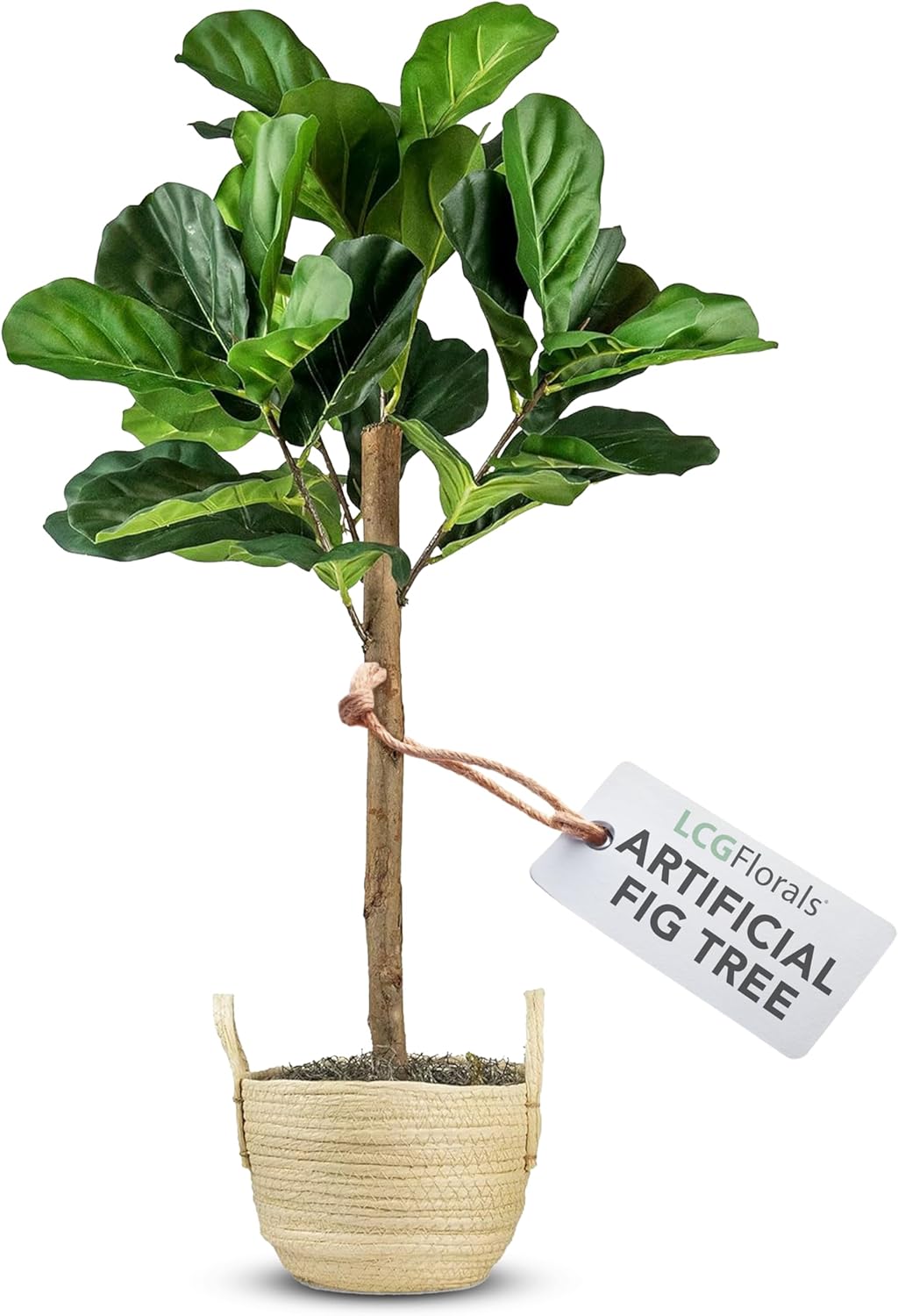 3FT Fig Tree in Boho Woven Basket Faux Plant