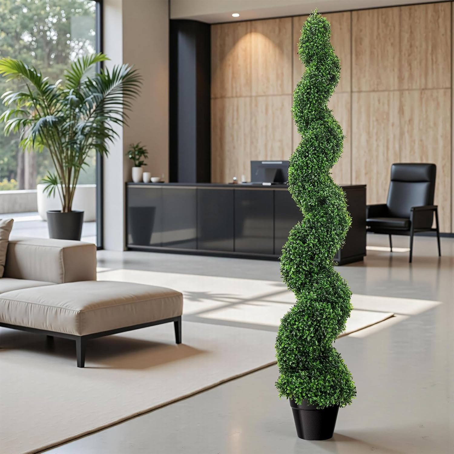 5 Ft Artificial Boxwood Spiral Topiary Trees 2 Pcs