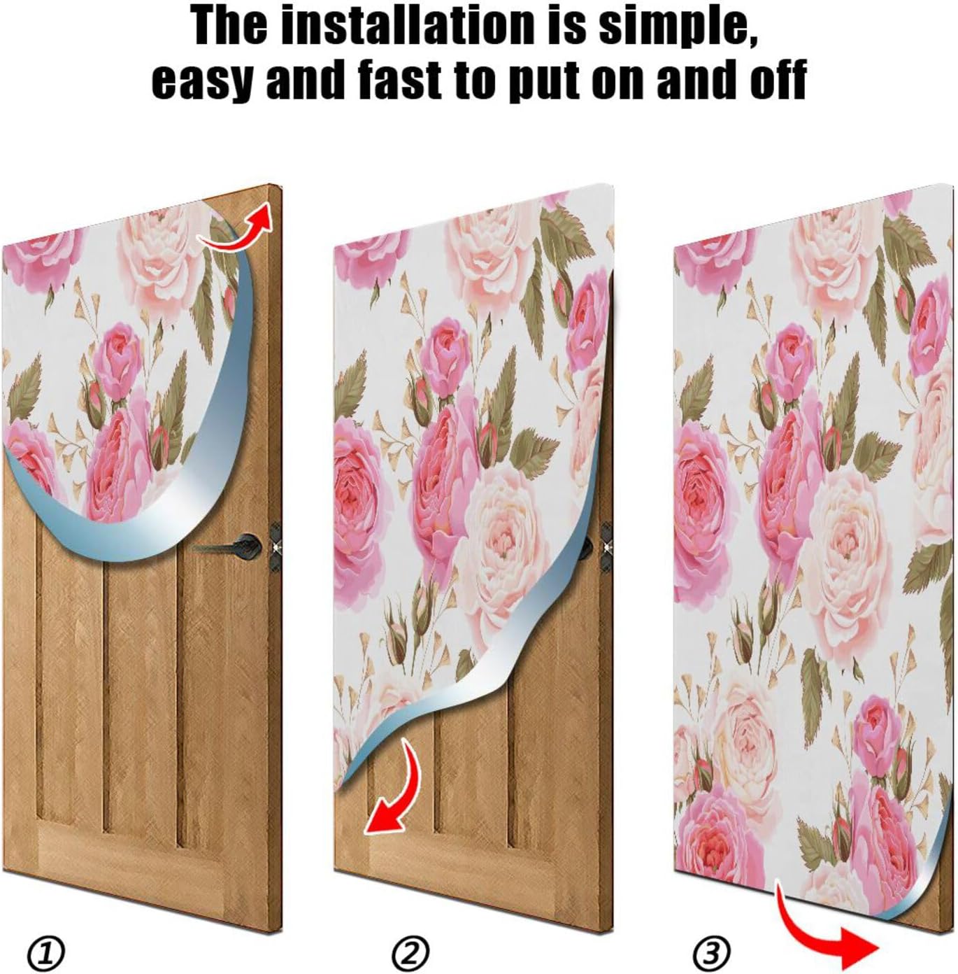 Susiyo Pink Rose Halloween Door Cover Stretch Fabric Decor
