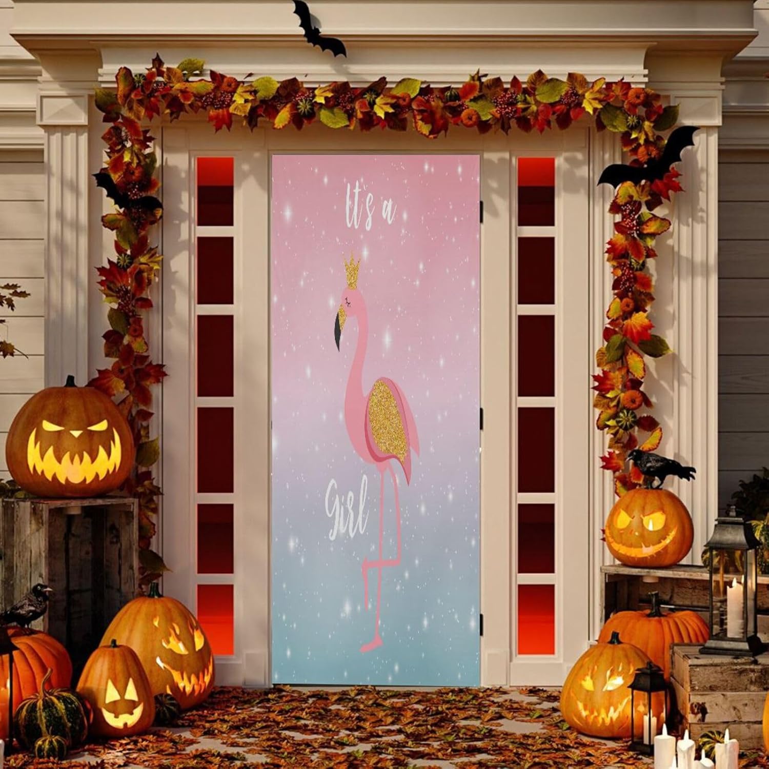 Susiyo Shining Flamingo Princess Halloween Door Cover